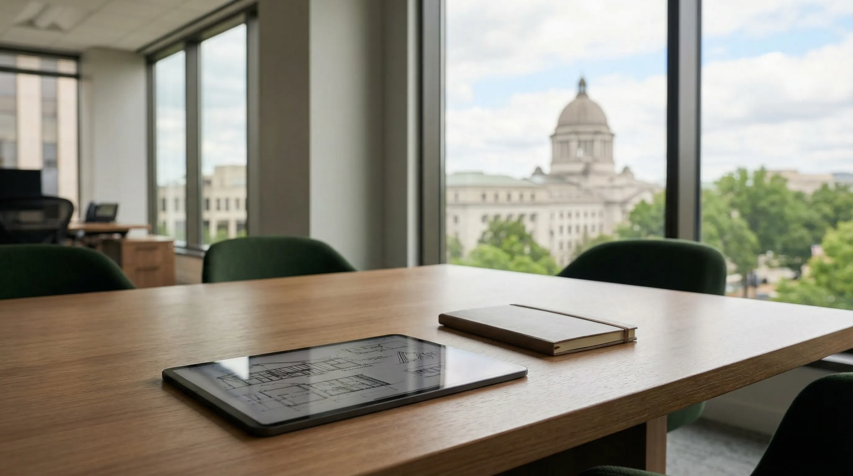 Real estate agent handing keys to home buyers in a Jackson, MS suburban neighborhood with mature Southern pines