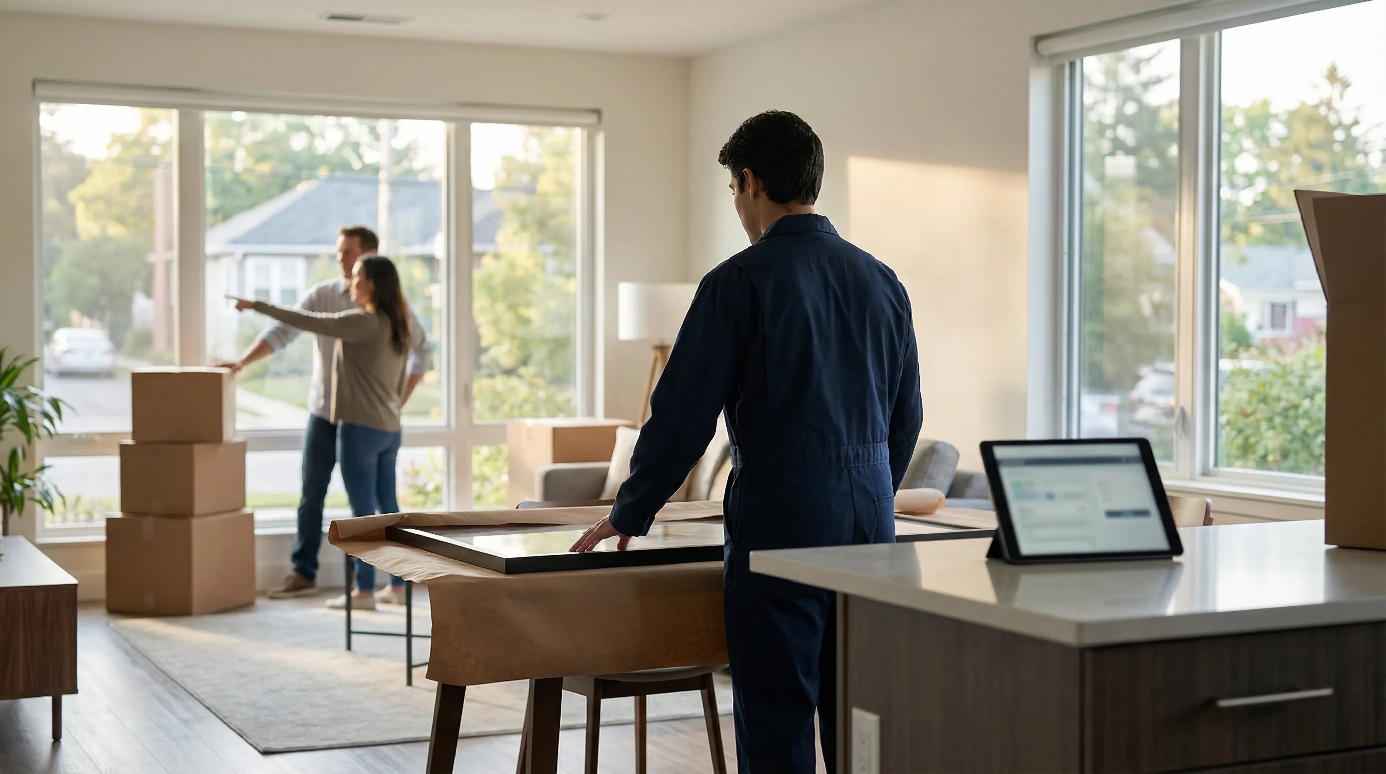 Local moving company crew loading furniture for residential move in Murfreesboro, TN new construction neighborhood
