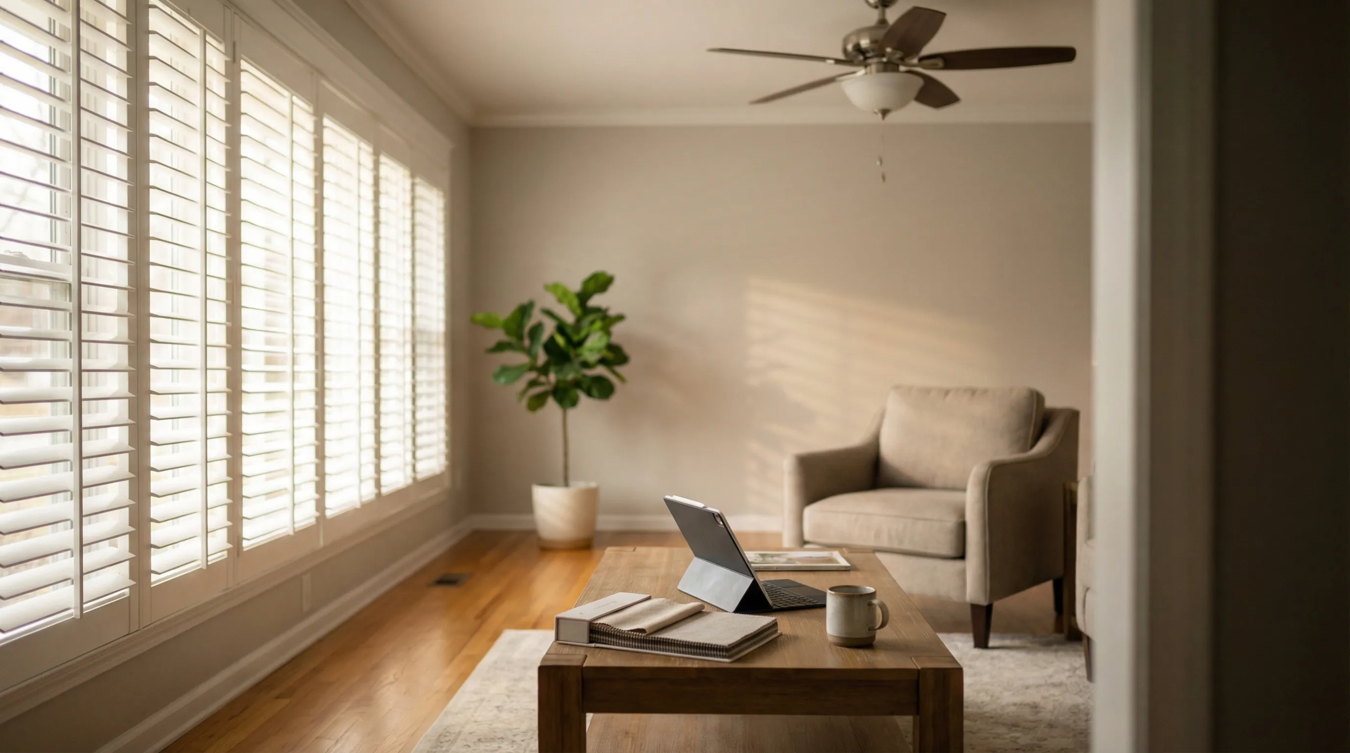 Professional HVAC technician servicing a Carrier condenser unit at a brick ranch home in Macon, GA