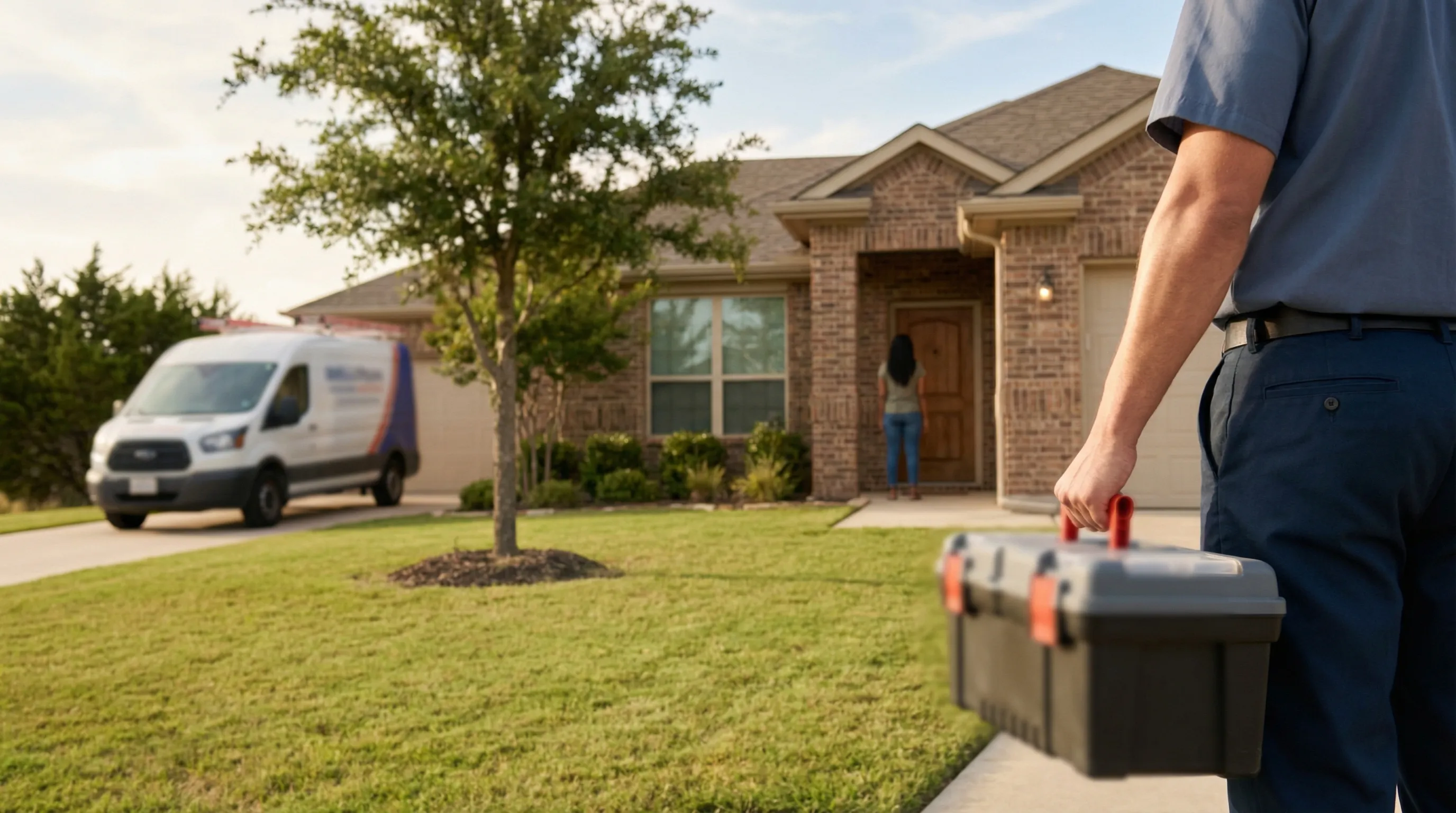 Licensed plumber working on residential plumbing repairs in a Killeen, TX home