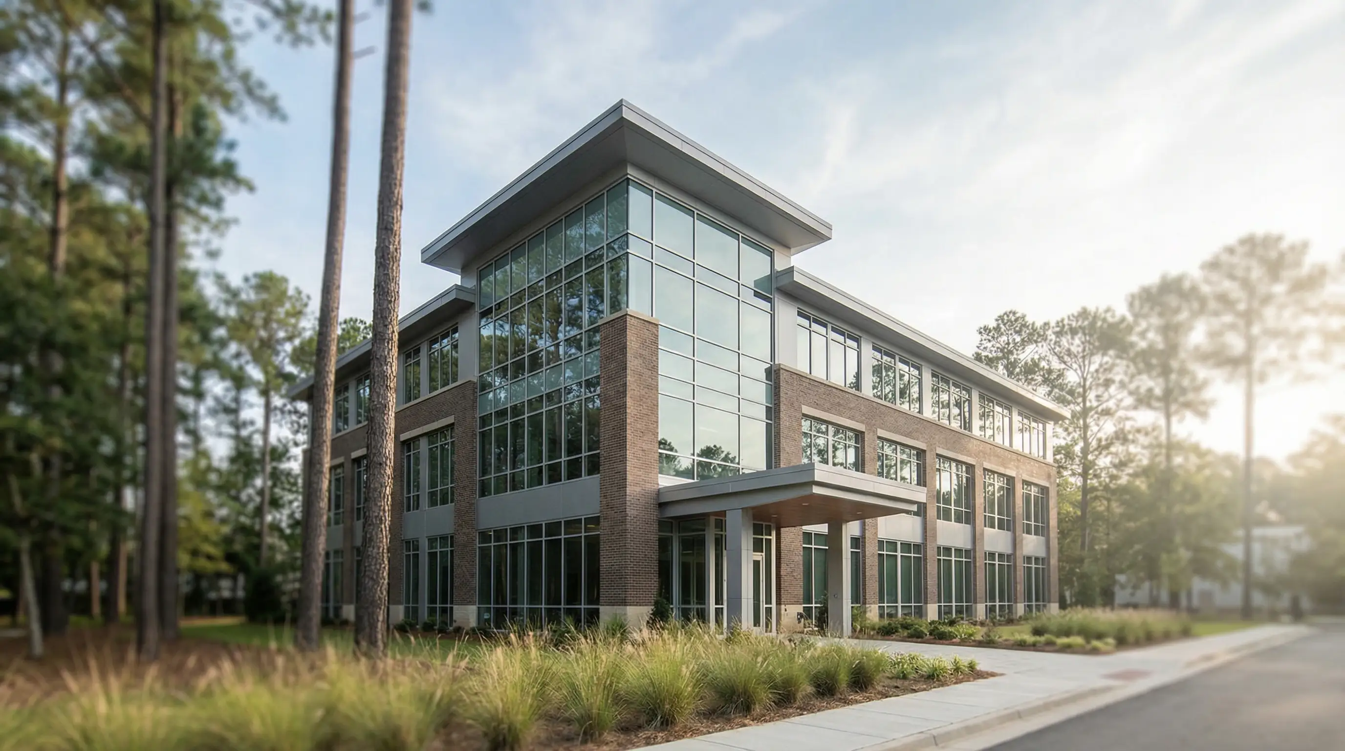 Financial advisor meeting with a client couple in a professional office in Columbia, SC reviewing a retirement planning document