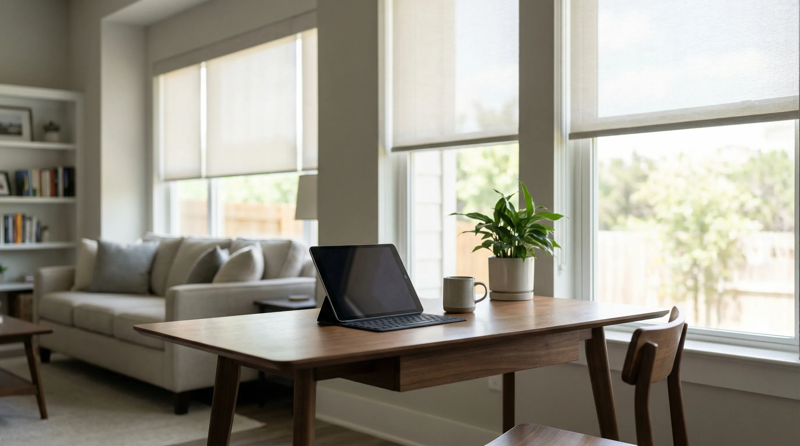 Professional HVAC technician servicing an outdoor condenser unit at a brick ranch home in Waco, TX