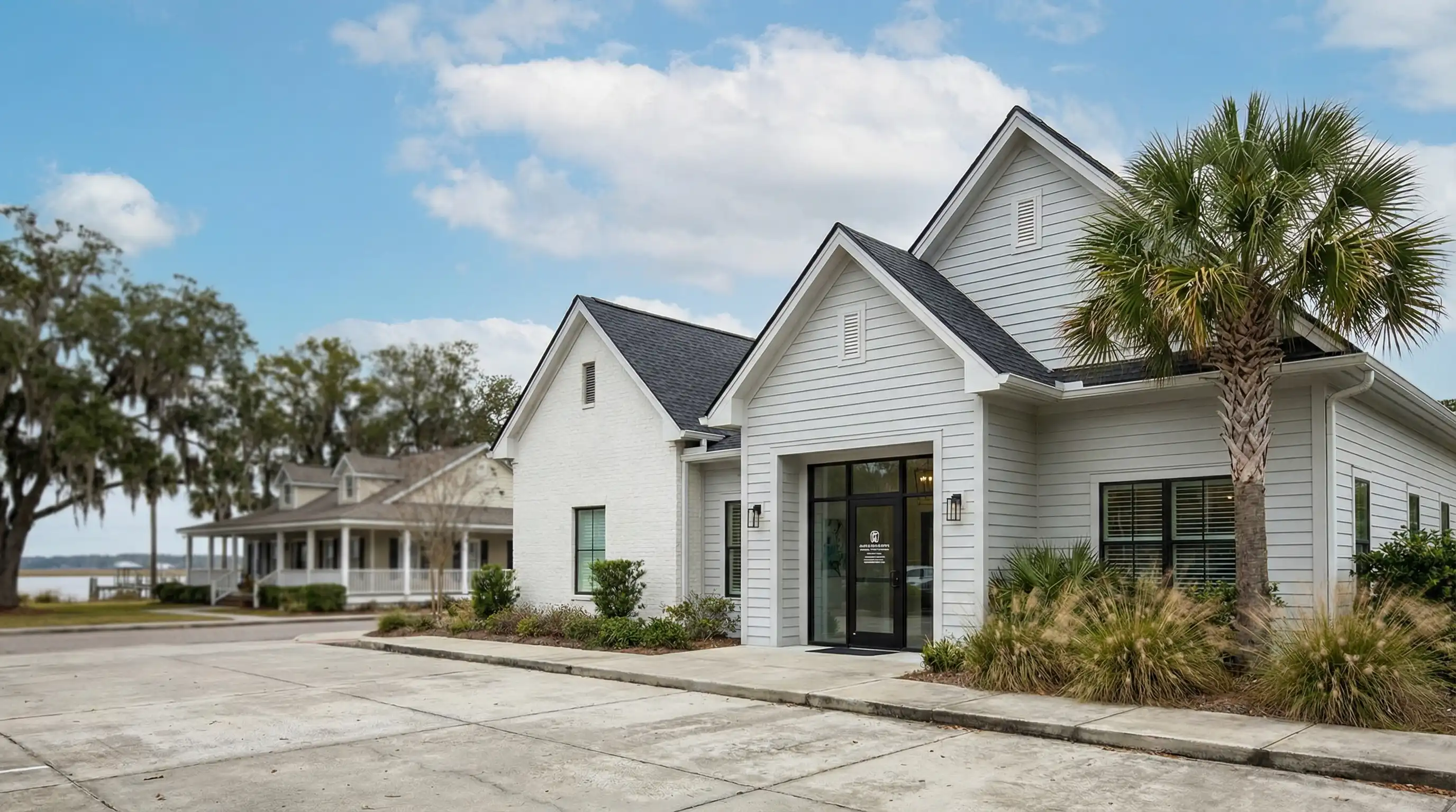 Professional dental consultation at a modern coastal dental practice in Wilmington, NC with attentive dentist and patient in a bright clinical setting