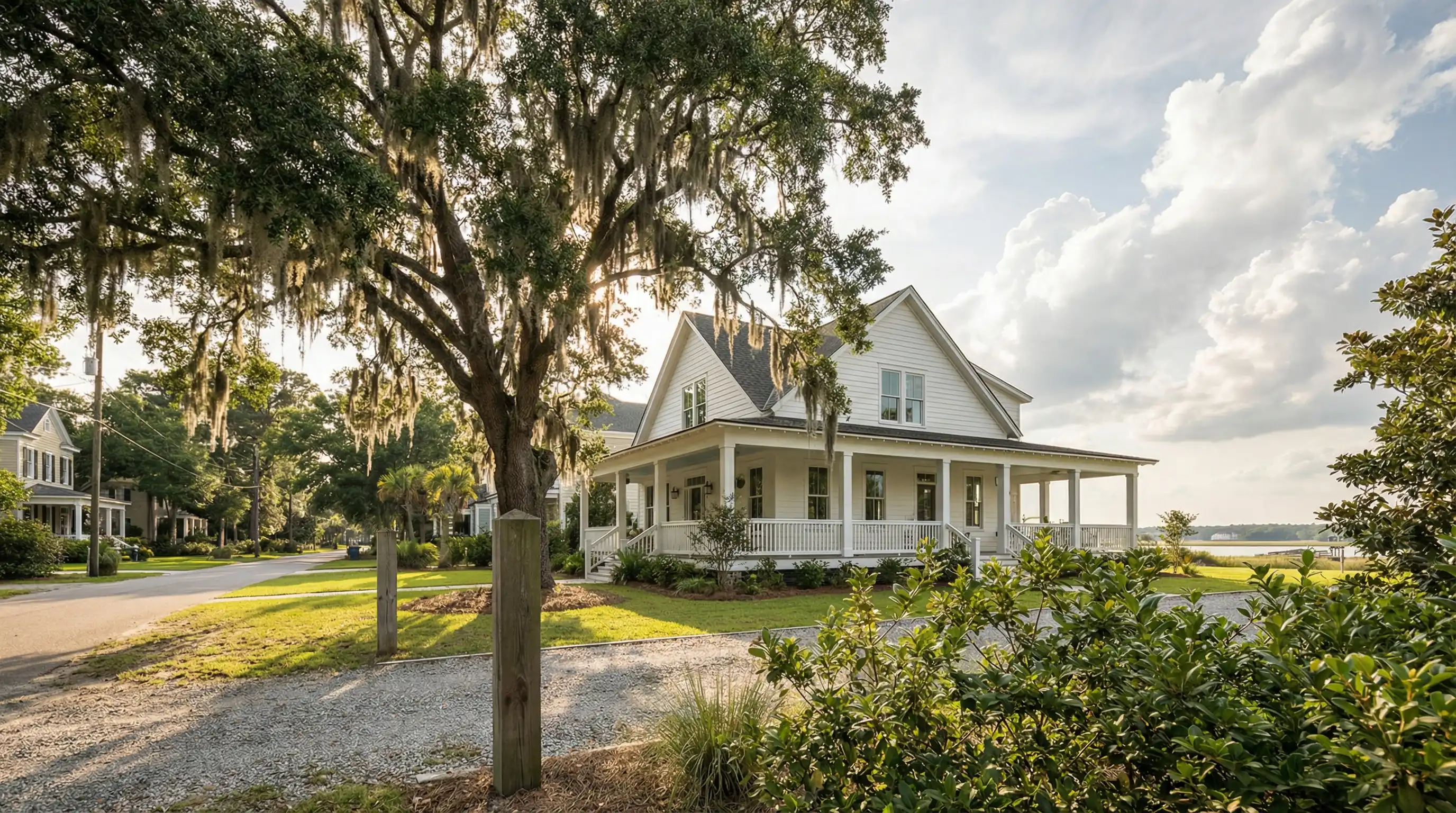 Real estate agent reviewing property listings with clients at a table in a Wilmington, NC coastal neighborhood consultation setting