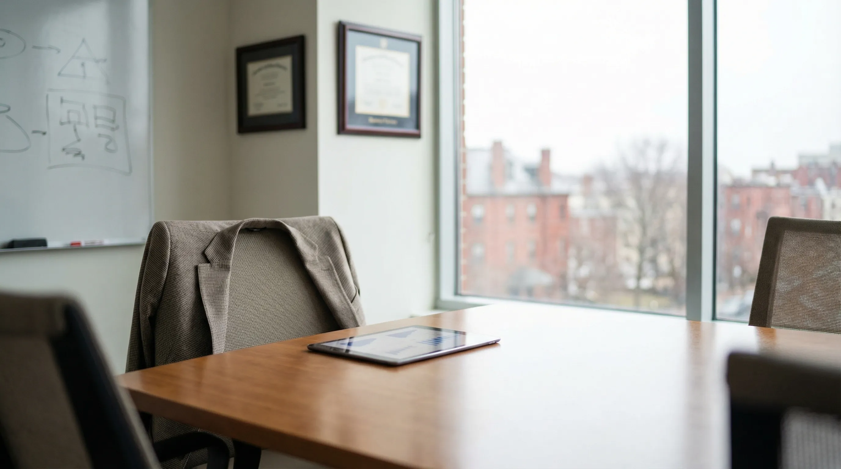 Professional insurance consultation at a Hartford, CT independent agency office with Connecticut State Capitol visible in background