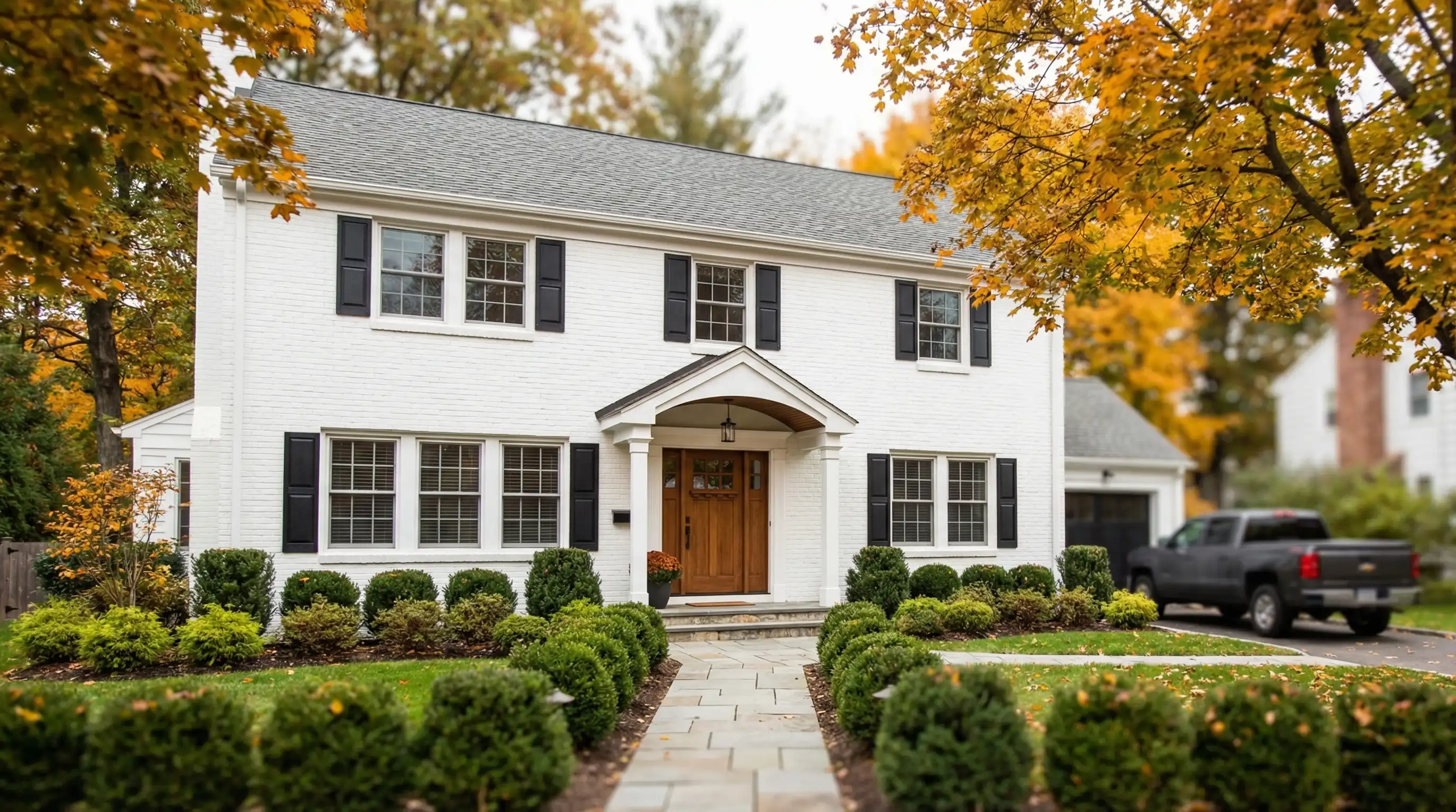 Renovated kitchen interior in a Greater Hartford CT Colonial home with white cabinets and quartz countertops