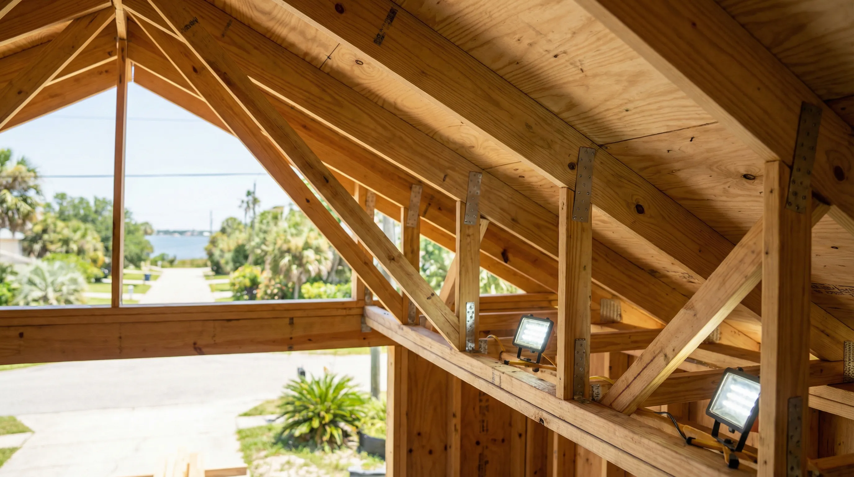 Professional roofing contractor inspecting a newly installed metal roof on a Gulf Coast craftsman home in Pensacola, FL