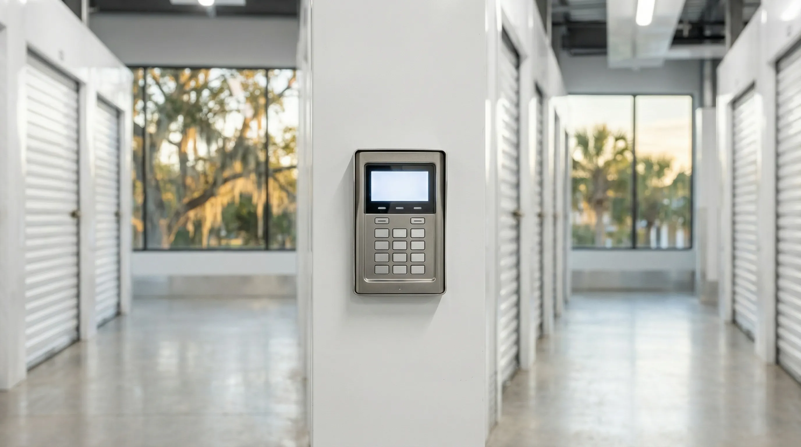 Professional uniformed movers loading furniture into a moving truck in front of a Pensacola FL craftsman home on a sunny morning with palm trees in the yard