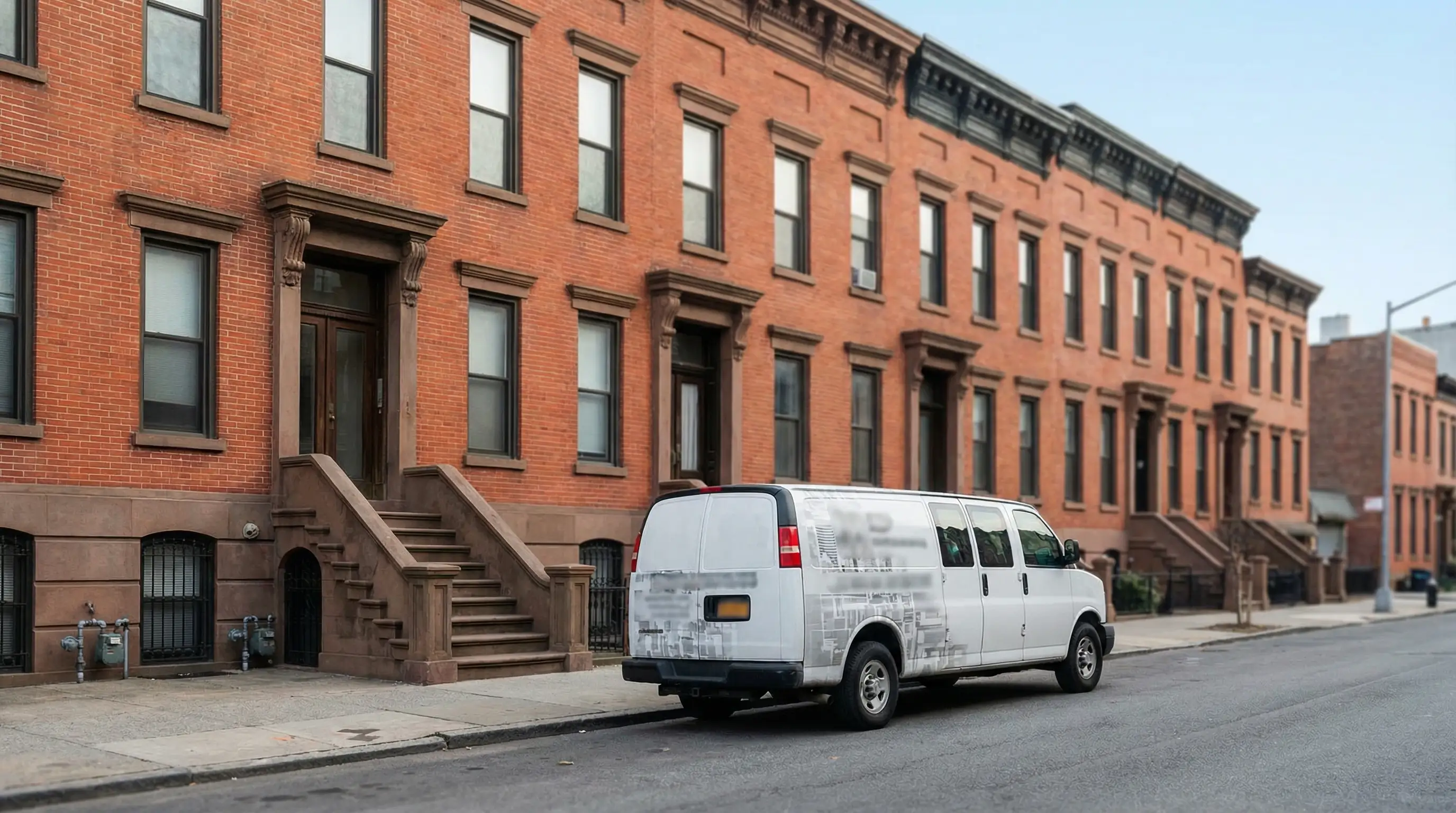 Licensed plumber in branded uniform working on a water heater in a Jersey City apartment, professional tools organized nearby, clean residential interior