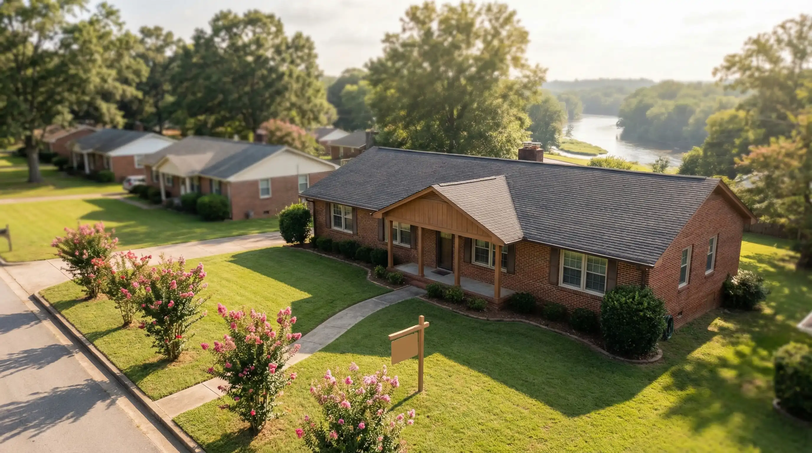 Military couple reviewing home listing with real estate agent at kitchen table near Fort Benning, Columbus, GA