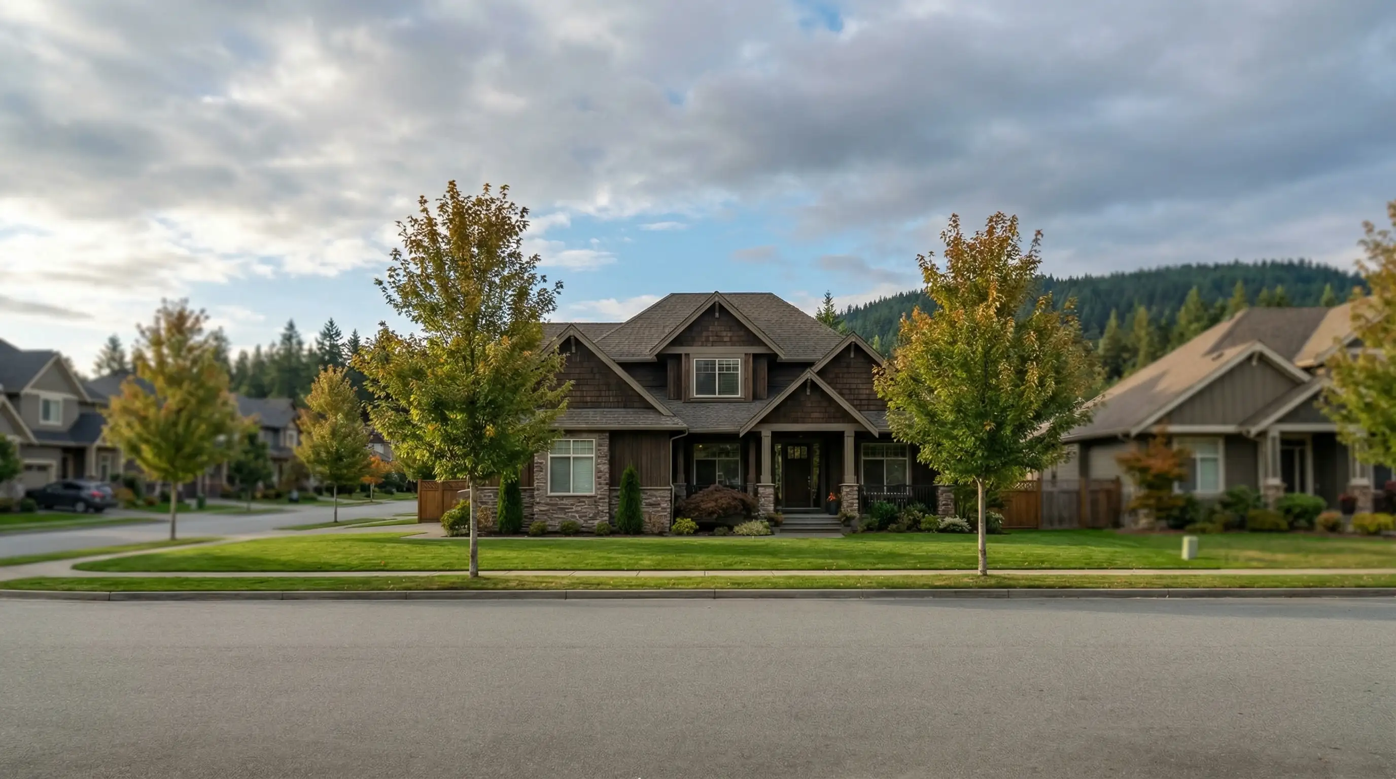 Real estate agent showing a craftsman-style home in a Vancouver, WA neighborhood to a couple considering a purchase