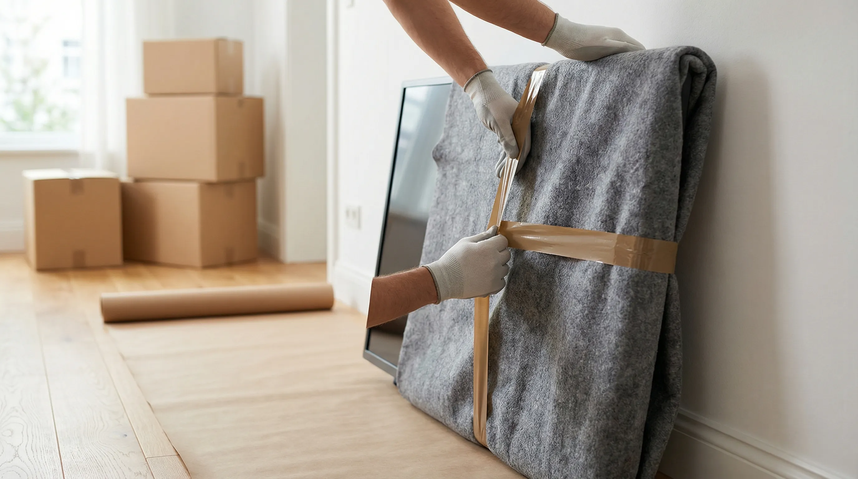 Professional movers loading household goods into a moving truck in front of a craftsman home in Vancouver, WA