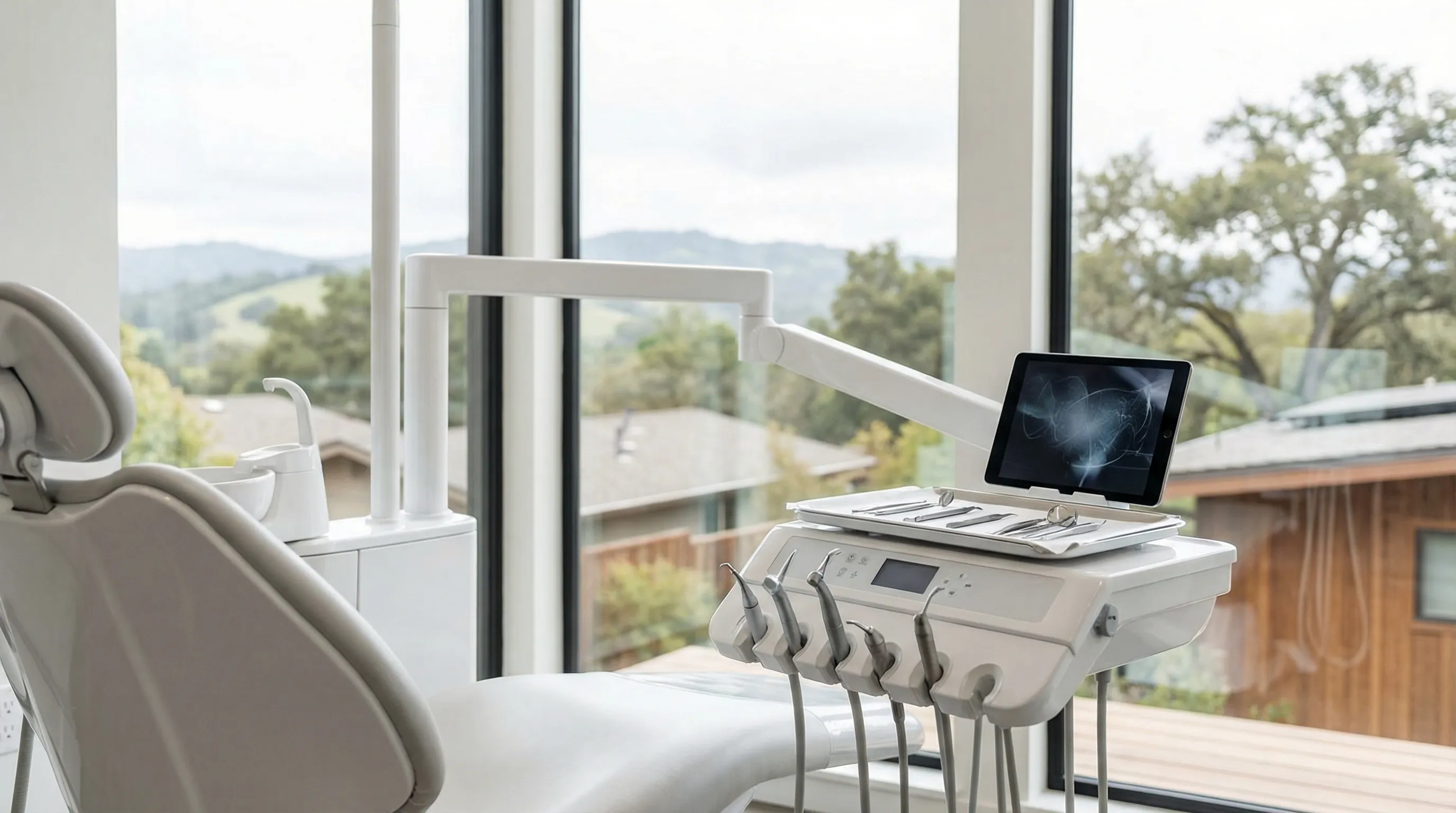 Modern dental office interior in Santa Rosa, CA with a welcoming reception area and natural California light