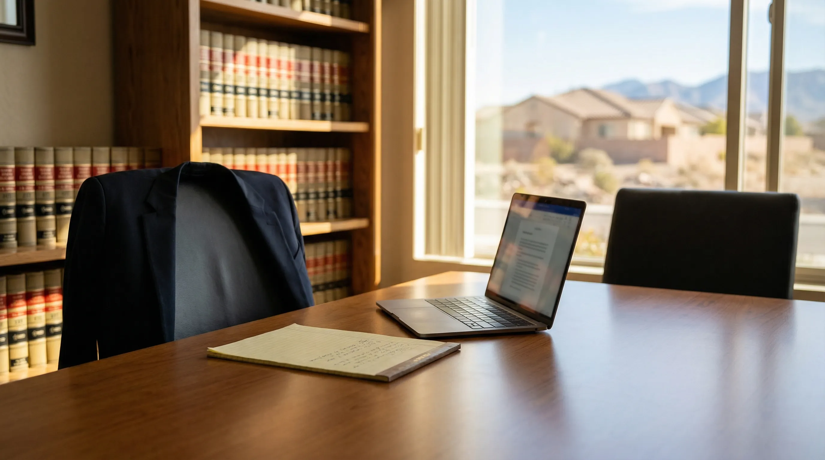 Legal consultation between an attorney and client in a professional law office in Palmdale, CA