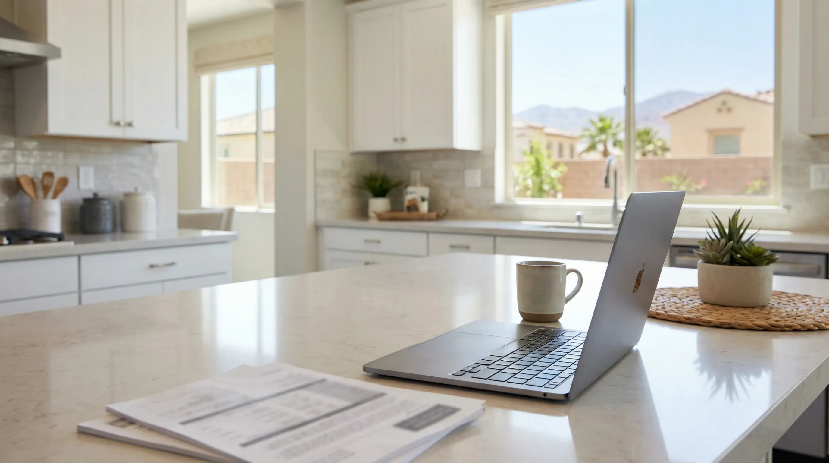 Real estate agent meeting with a young couple to discuss purchasing a home in Palmdale, CA