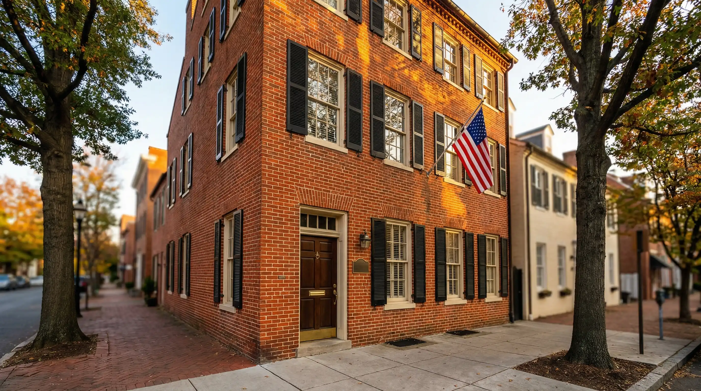 Professional legal consultation room in a historic Federal-style law office building in Old Town Alexandria, VA