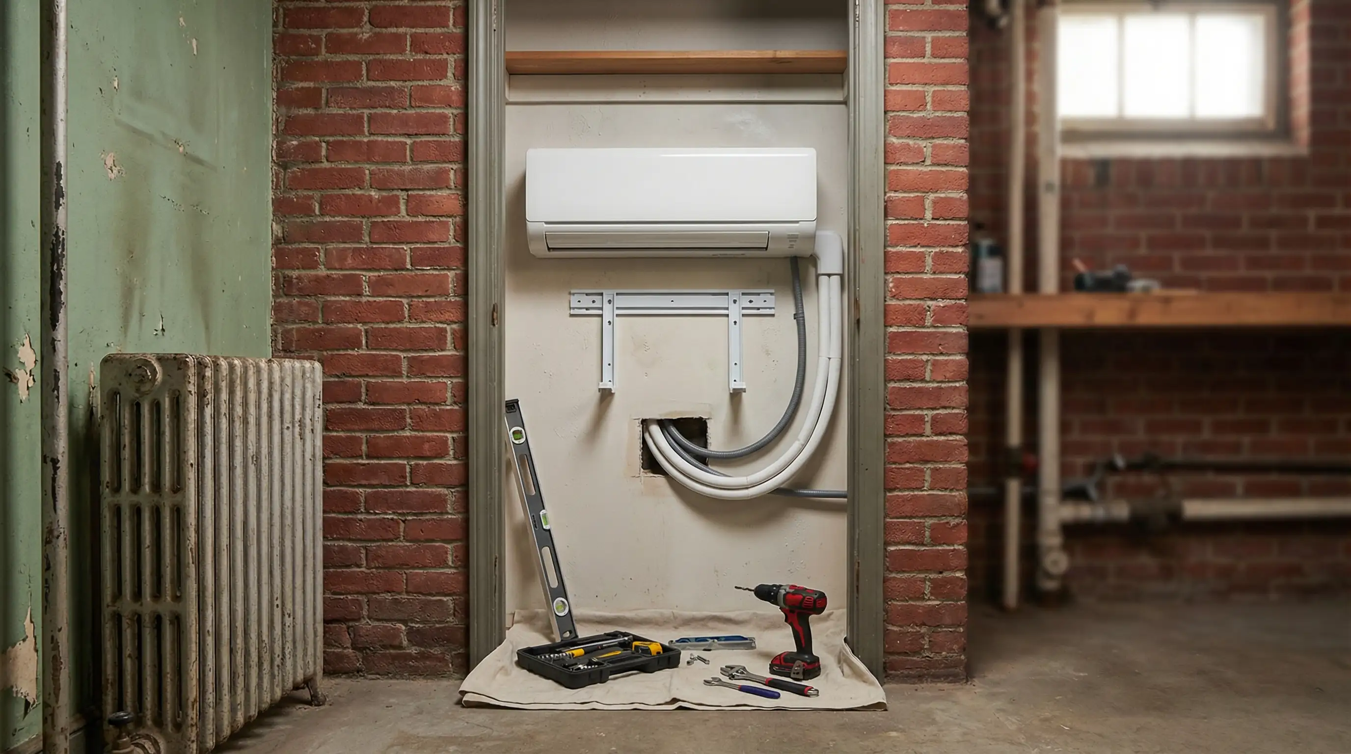 Professional HVAC technician servicing a boiler system in a multi-family building in Paterson, NJ