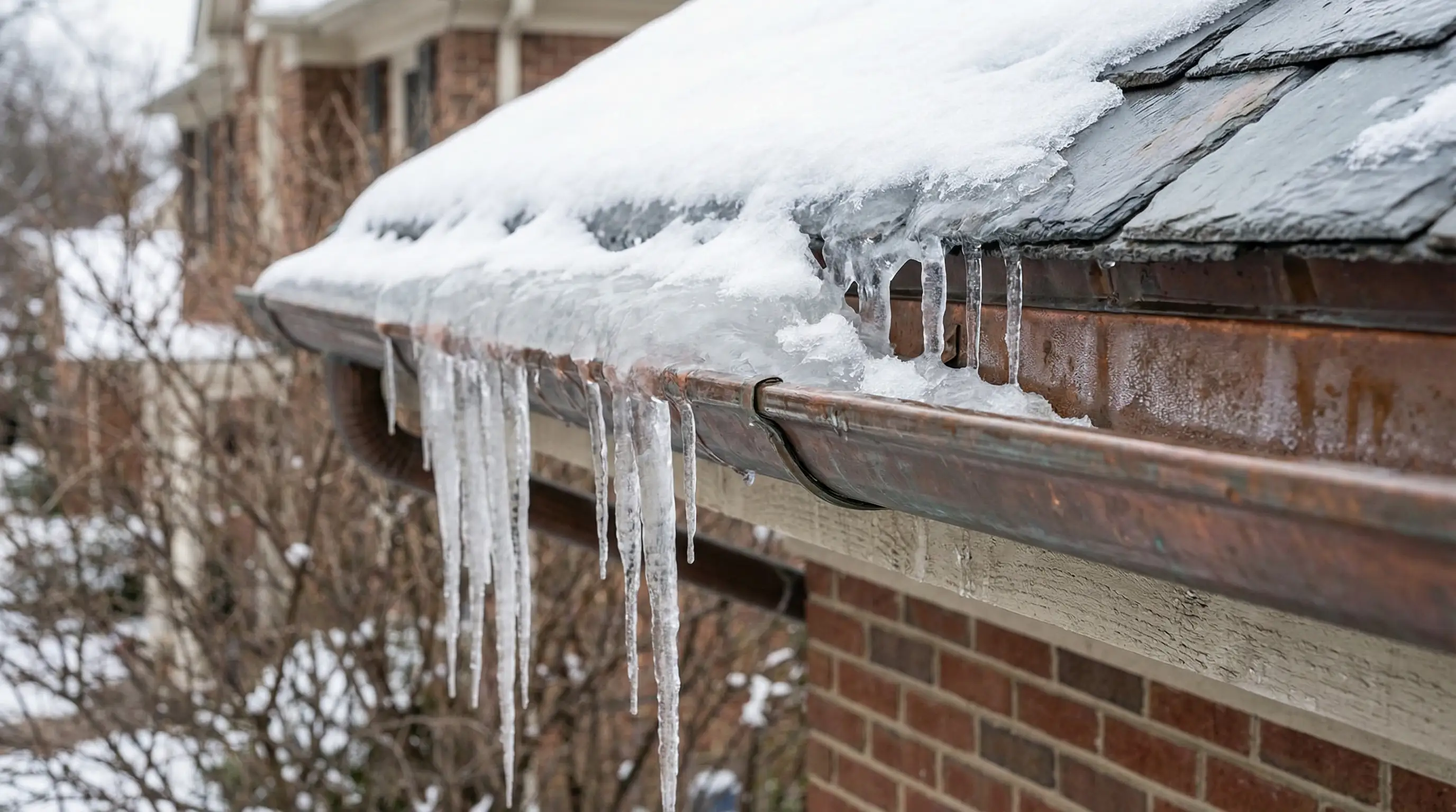 Professional roofer installing architectural shingles on a steep-pitch colonial home in Springfield, MA autumn