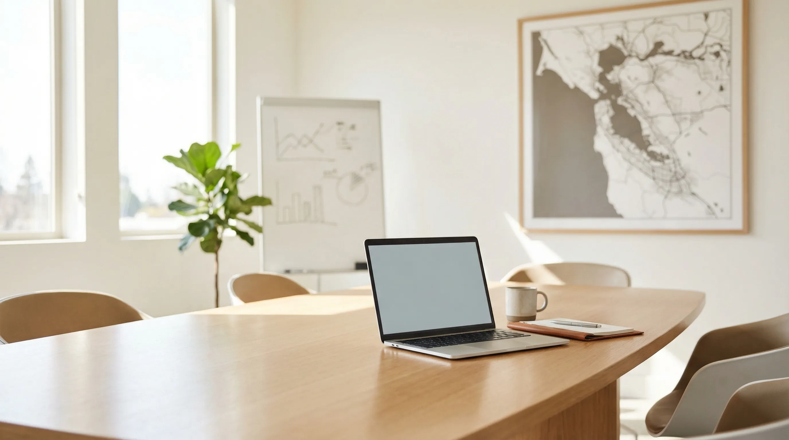 Professional Silicon Valley law office exterior in Sunnyvale, CA, with glass facade, California palm trees, and warm afternoon light