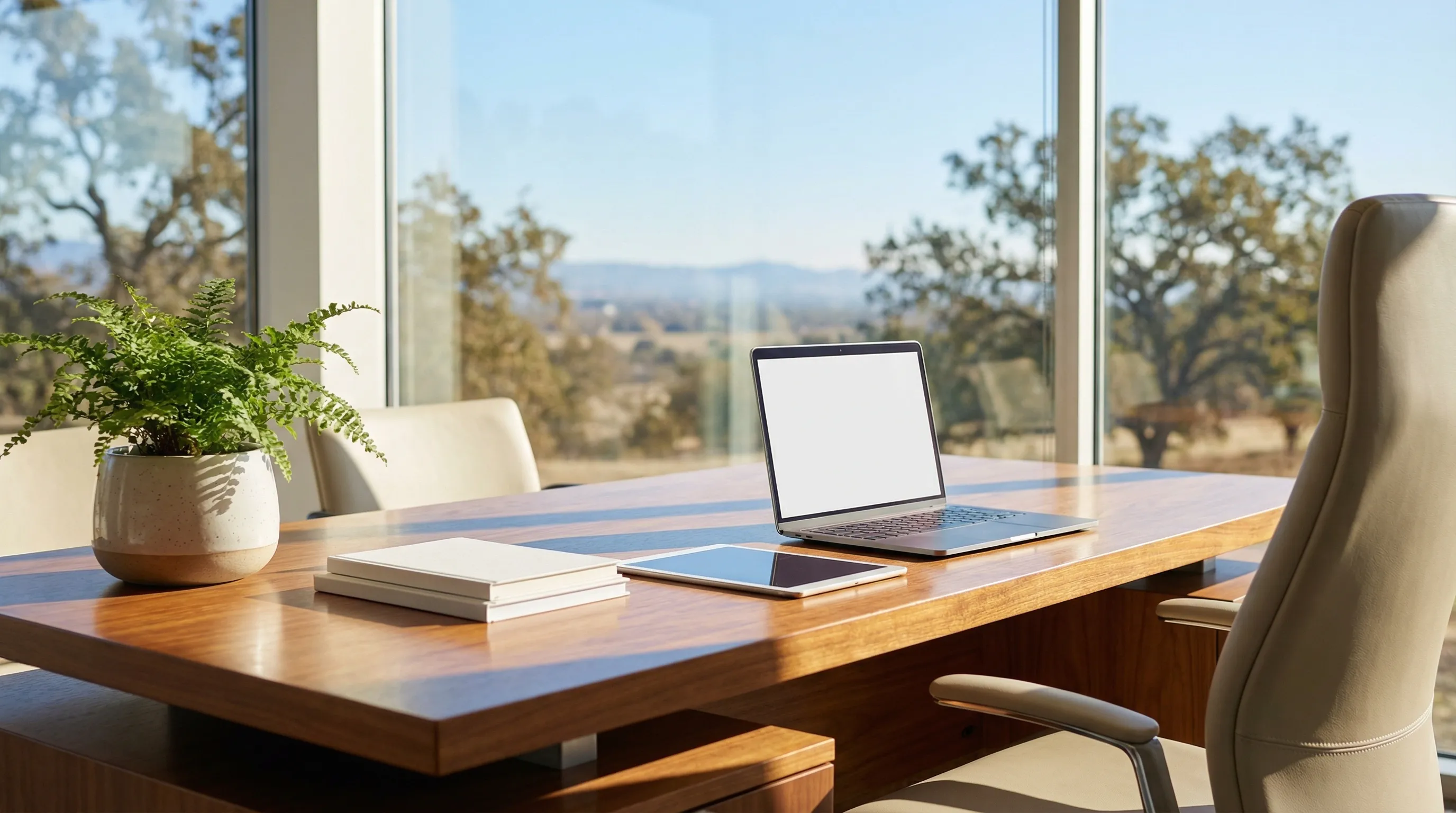 Professional attorney in a well-appointed Roseville, CA law office reviewing case documents with a confident and trustworthy demeanor