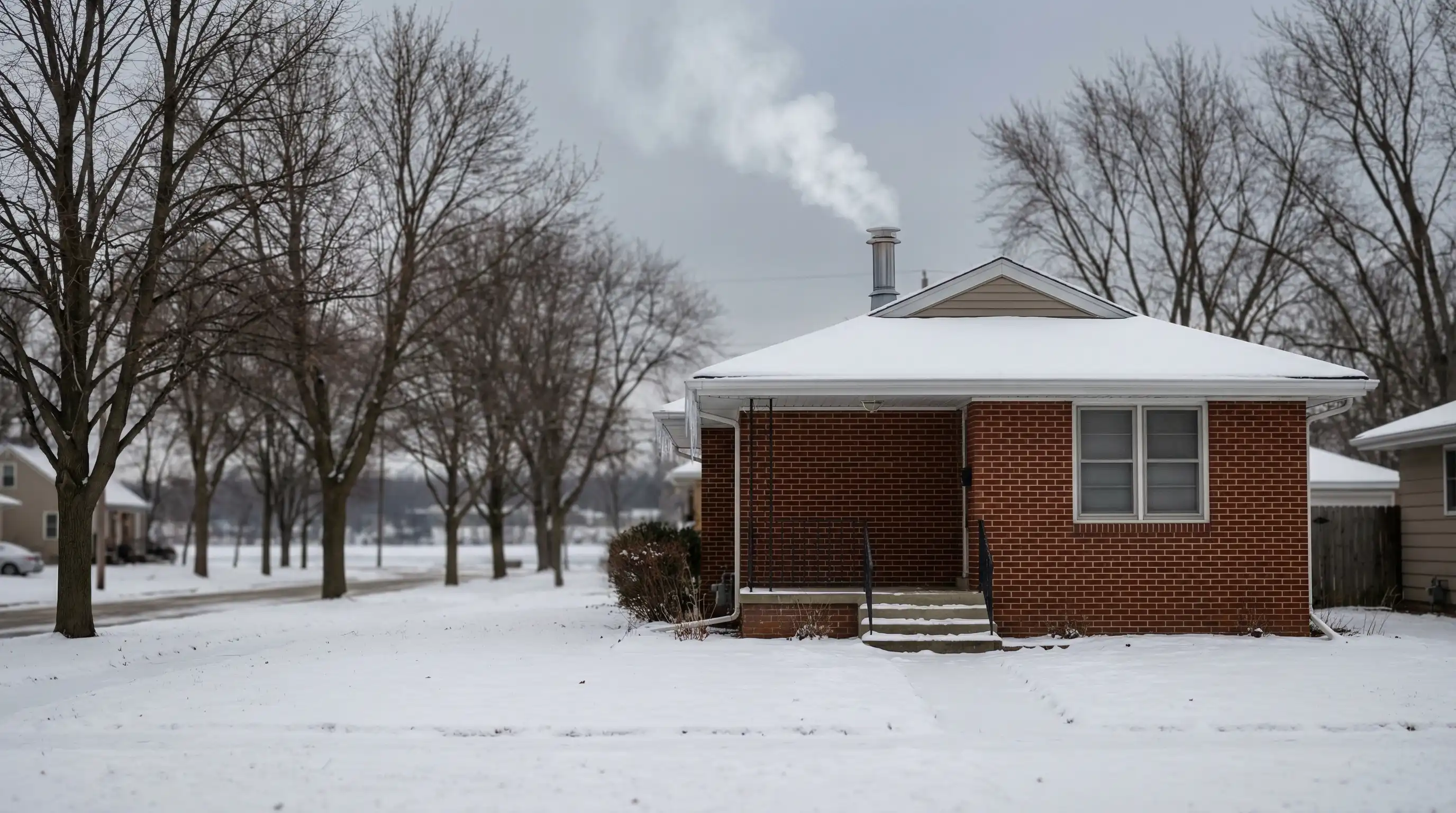 Professional HVAC technician servicing a furnace in a Rockford, IL residential home during winter
