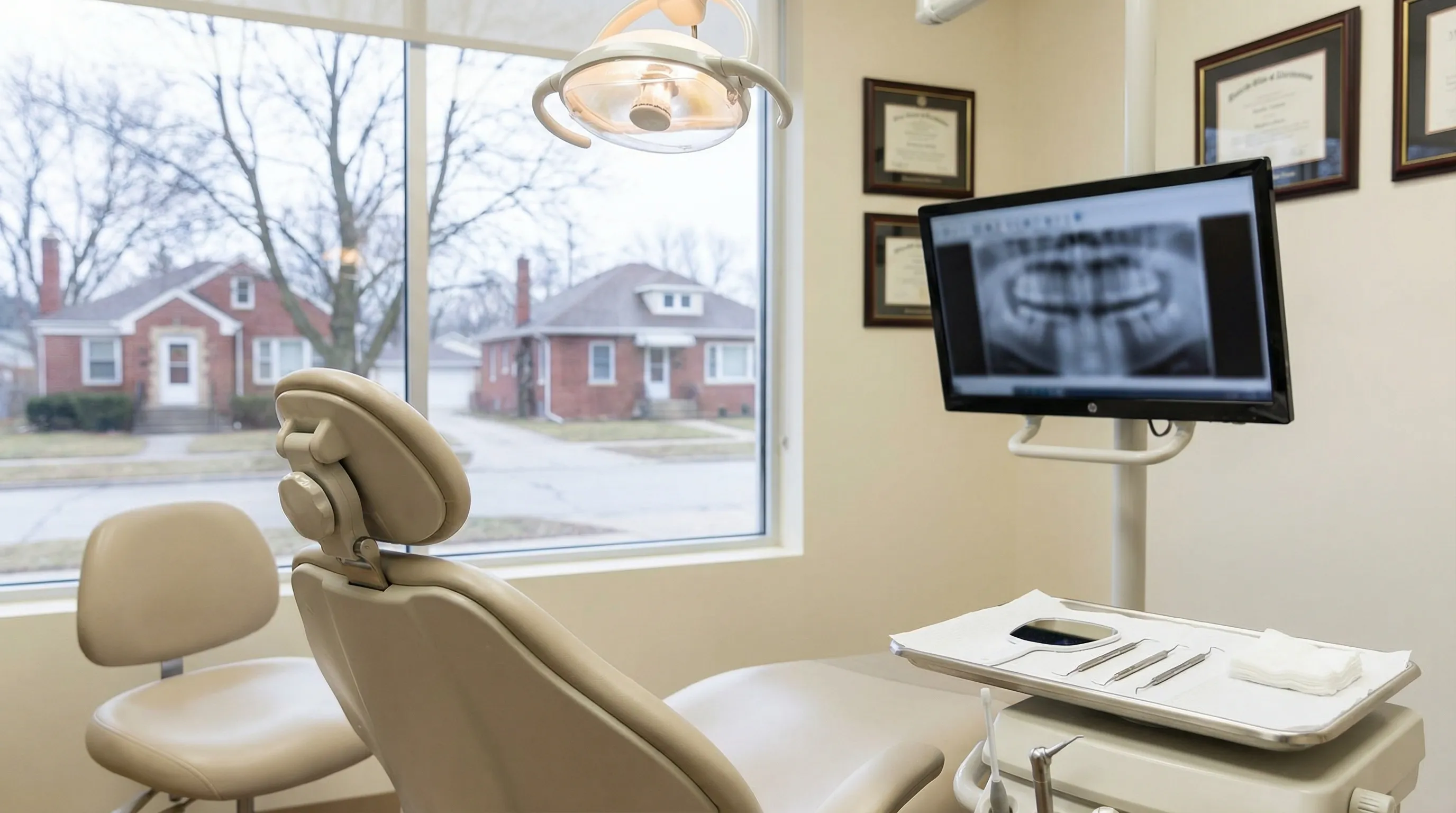 Independent dental practice reception area welcoming new patients in Rockford, IL