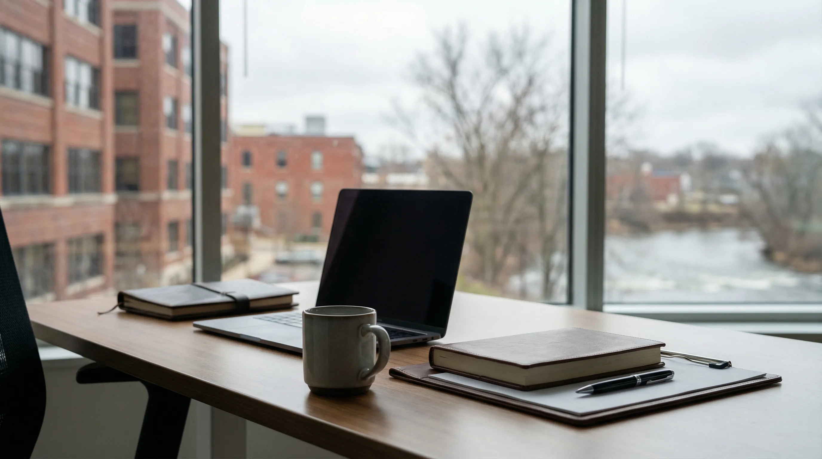 Professional personal injury law office conference room in Rockford, IL with legal documents and Illinois bar certificates on the wall