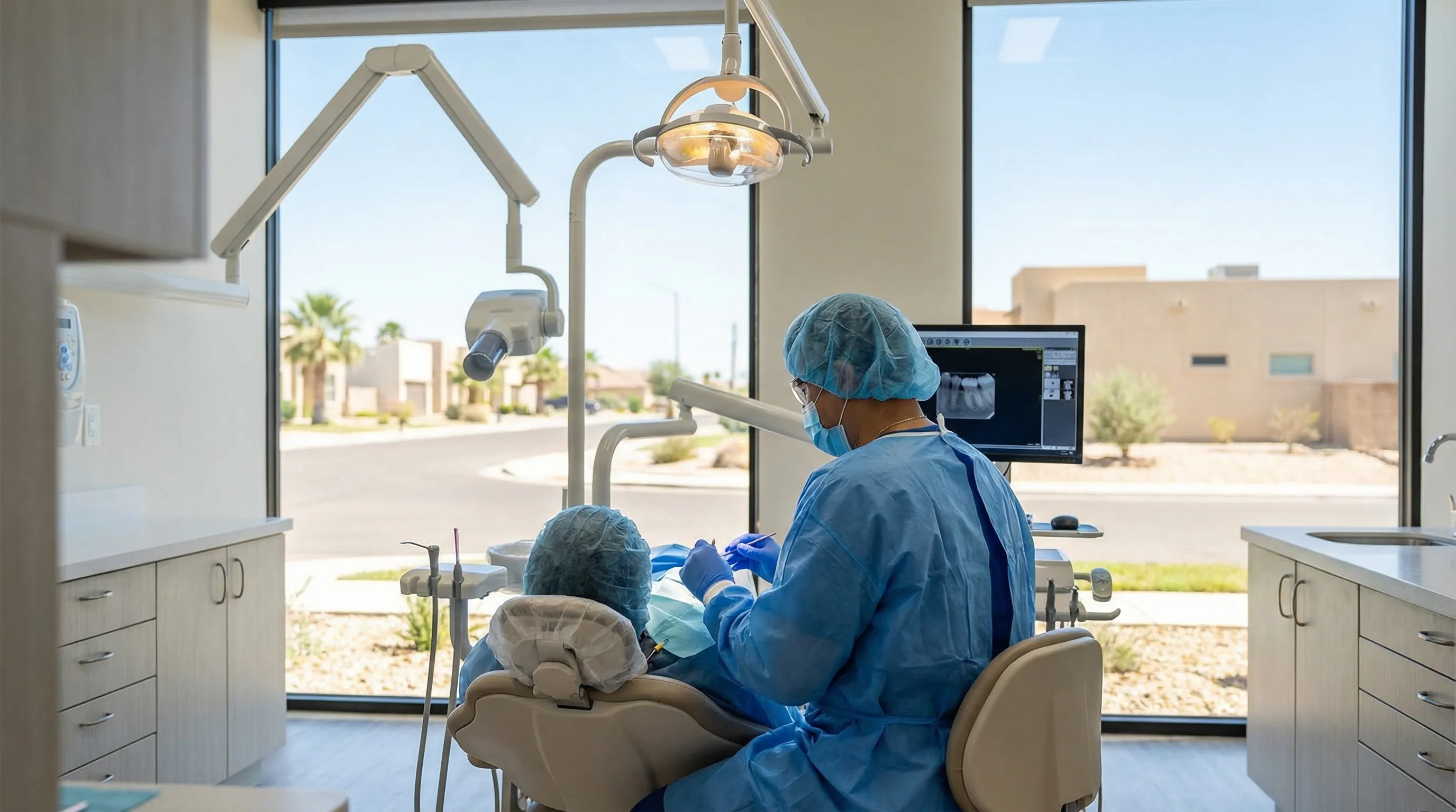 Professional dentist in a modern dental office in McAllen, TX with state-of-the-art equipment