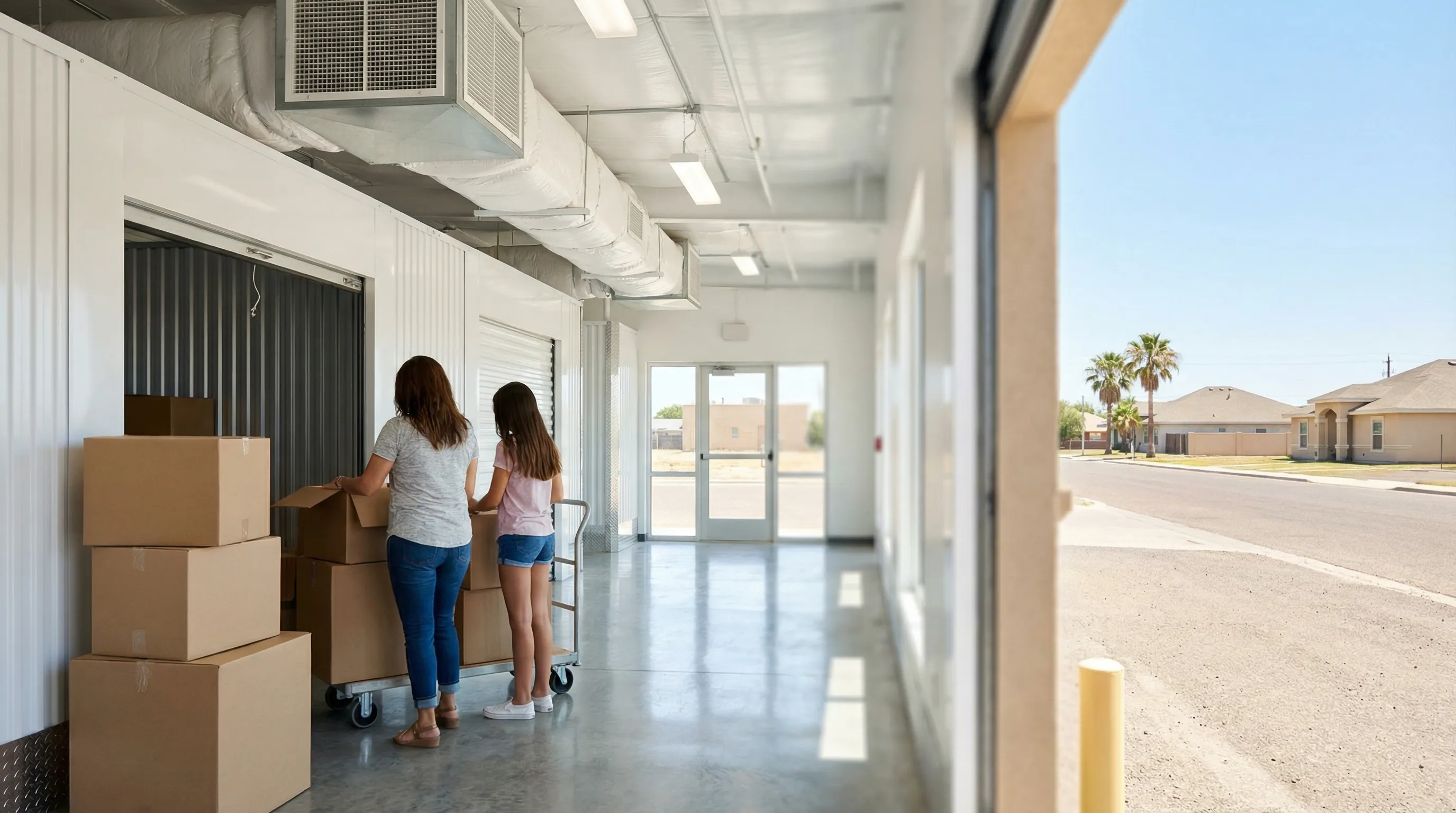 Professional moving company team loading a truck in front of a McAllen TX residential home