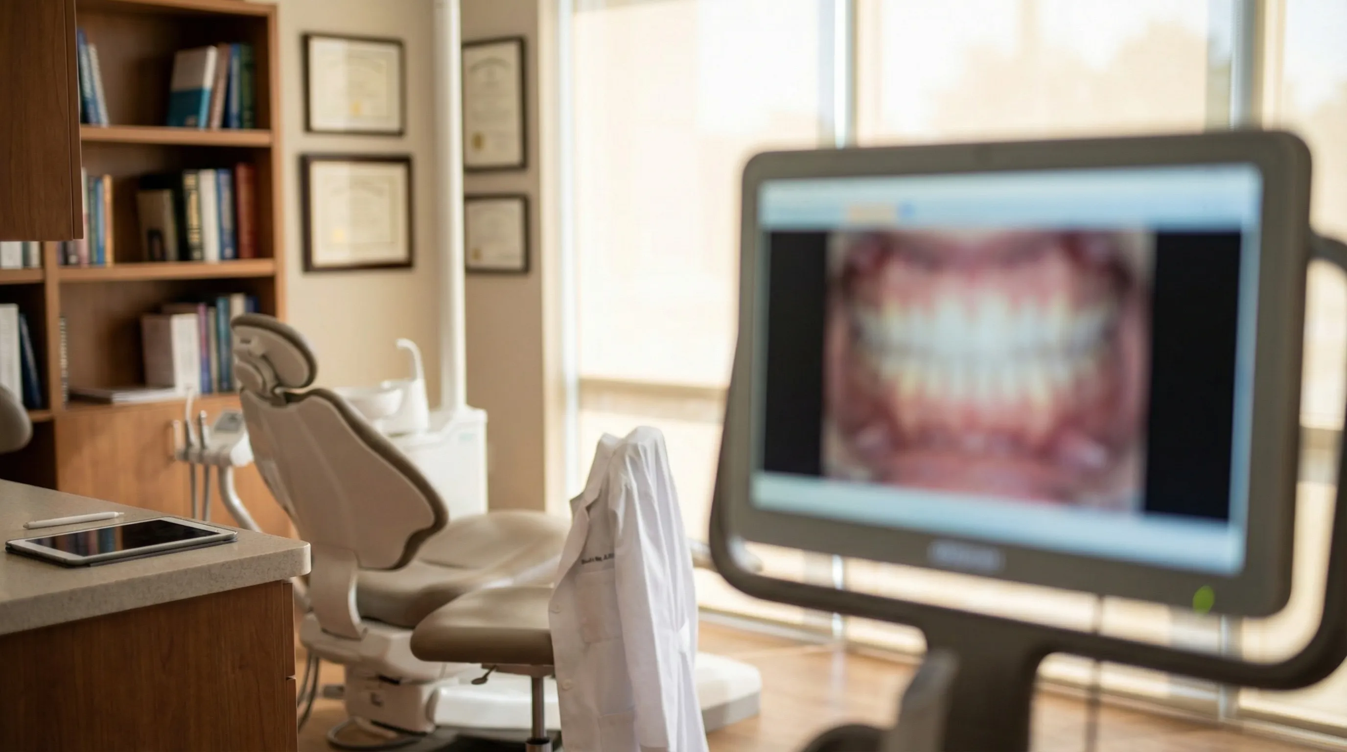 Modern dental operatory in a Torrance CA dental practice with clinical lighting and professional equipment