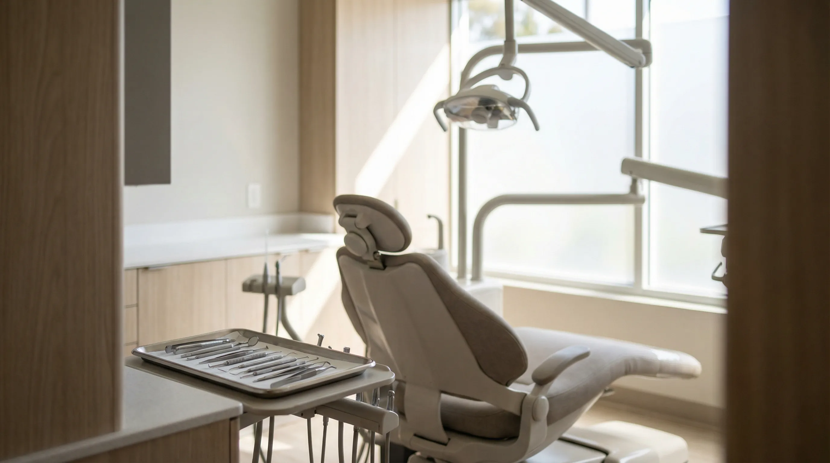 Modern dental operatory in a Torrance CA dental practice with clinical lighting and professional equipment