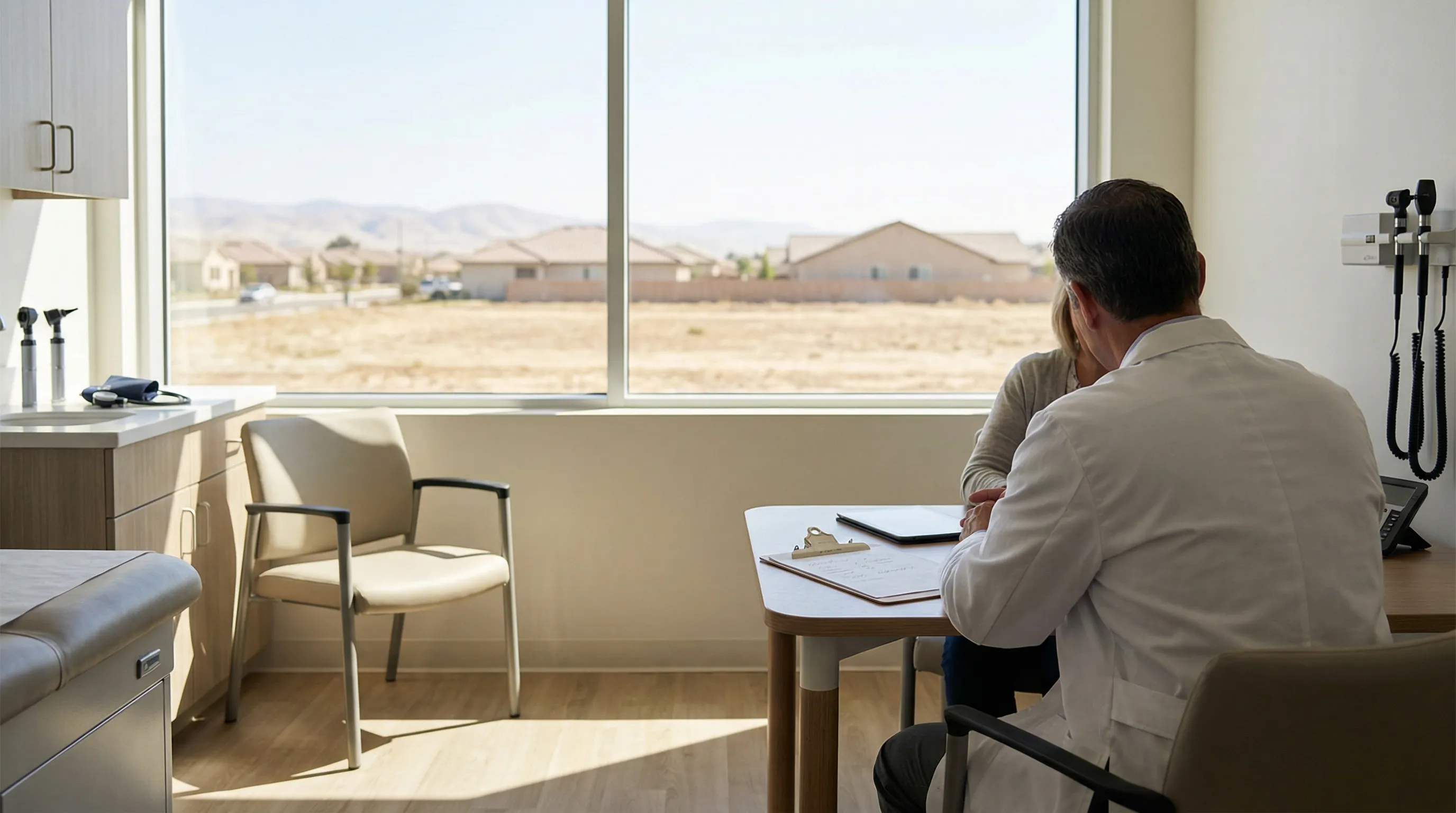 Welcoming medical clinic exterior in Visalia, CA with professional signage and accessible entrance in Central Valley sunshine