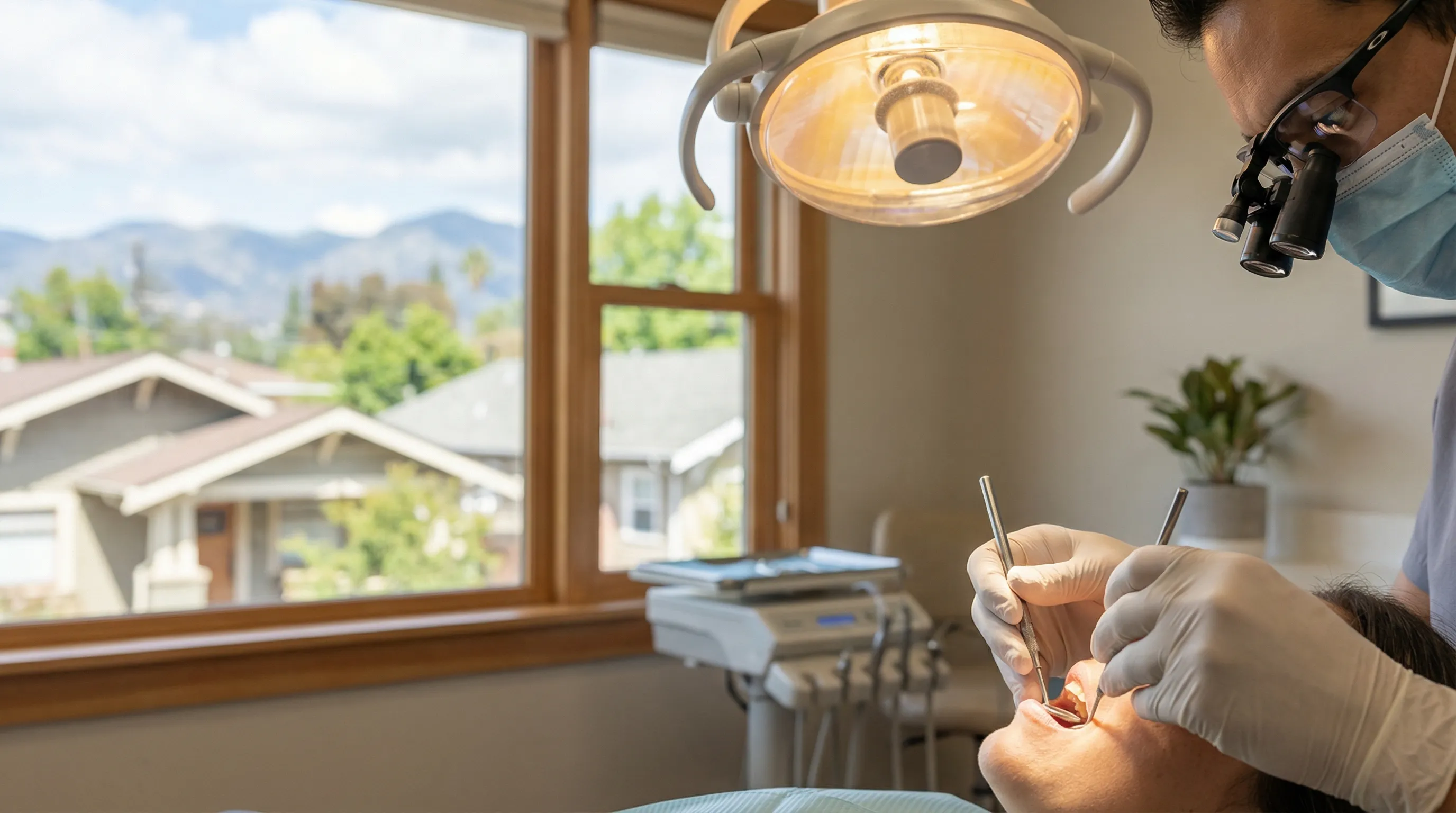 Professional dentist working with a patient in a modern dental office in Pasadena, CA
