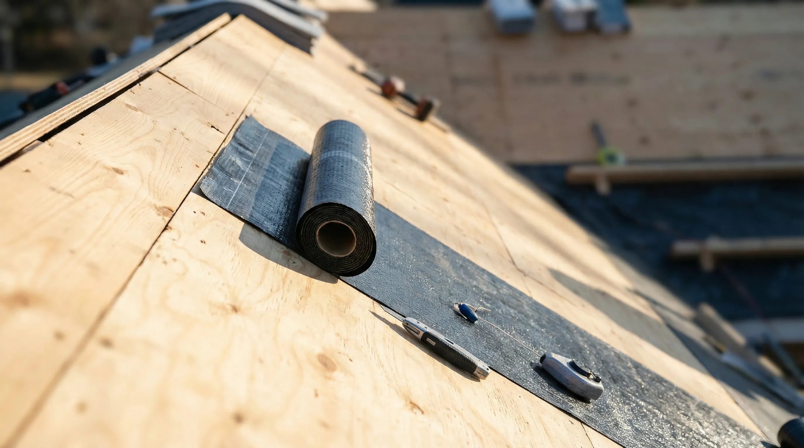 Roofing crew installing architectural shingles on a 1950s brick bungalow in Hampton, VA after storm damage