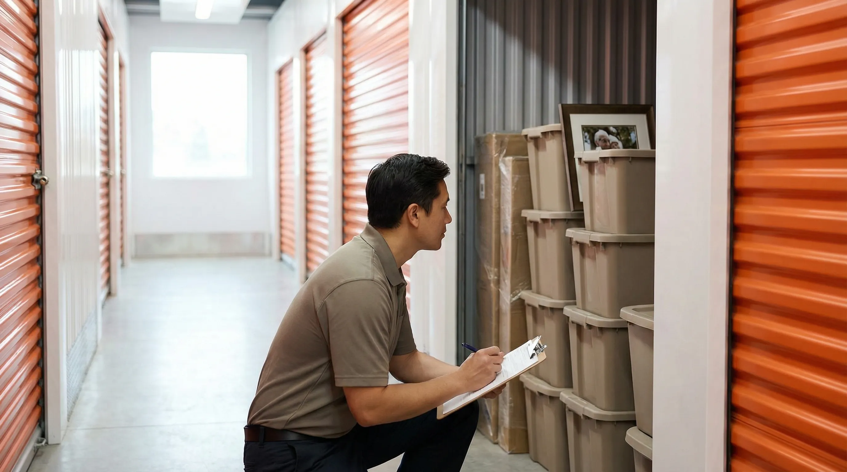 Professional moving crew loading truck outside a brick colonial home in Hampton, VA during spring PCS season