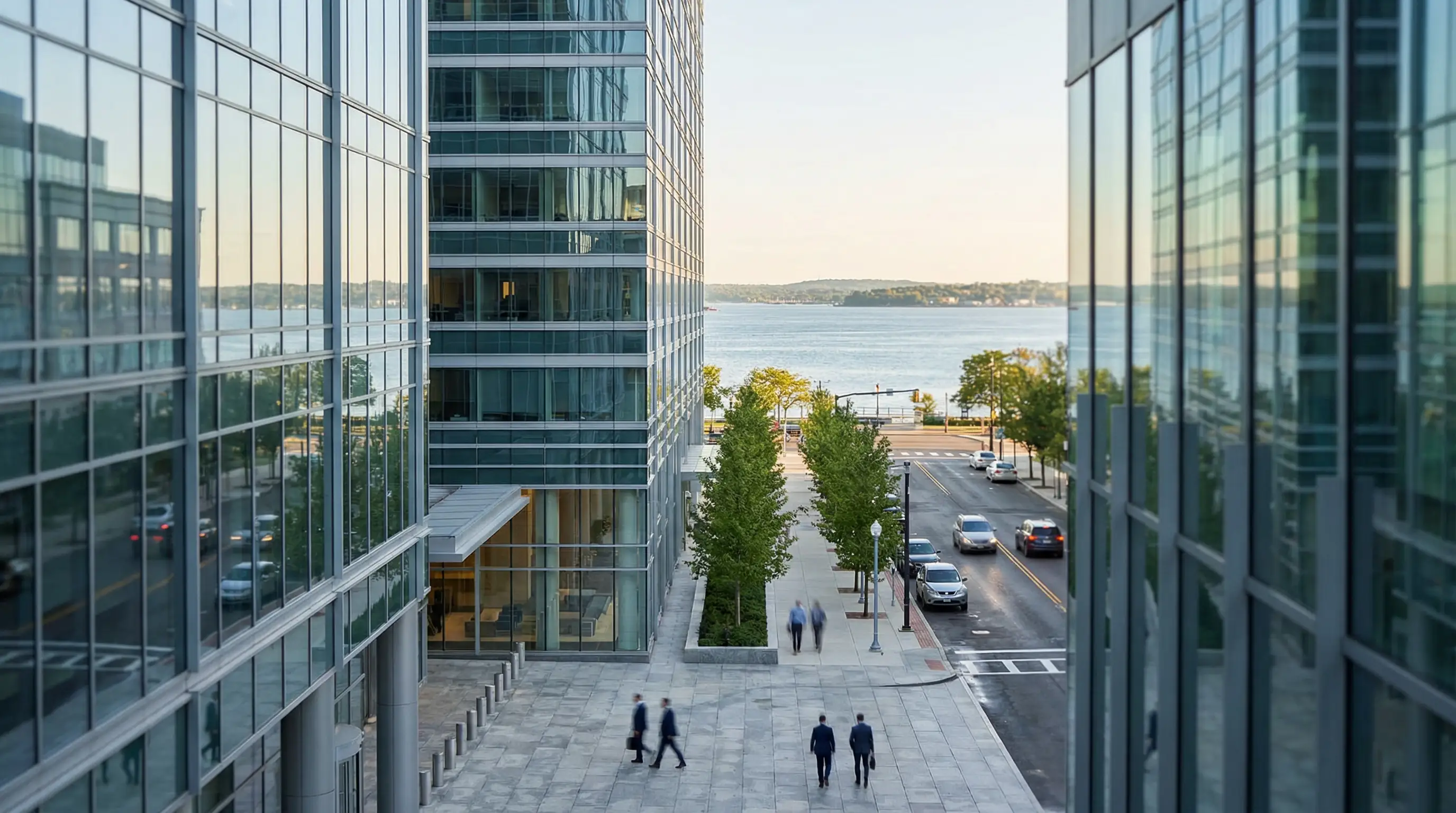 Professional financial advisor consulting with clients in a modern Stamford, CT office