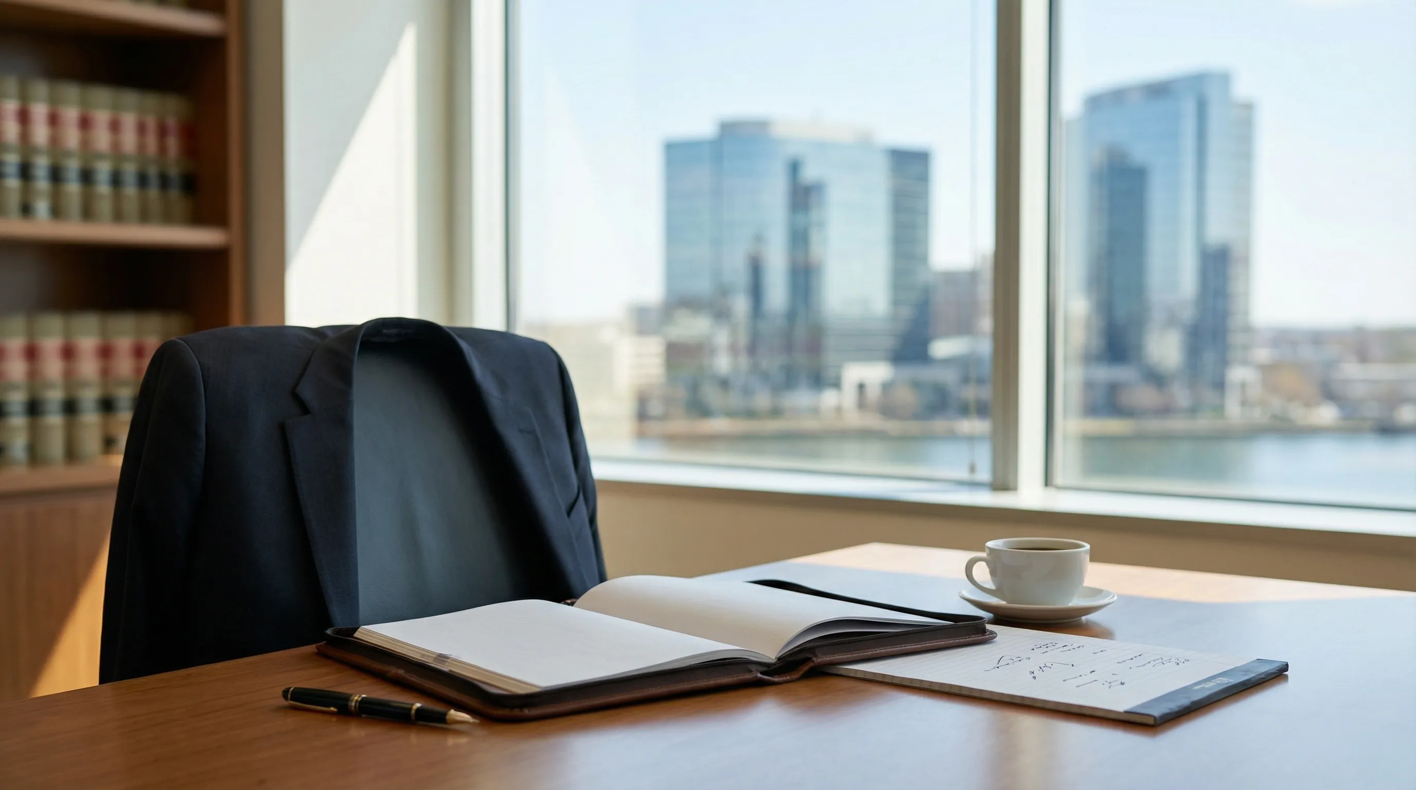 Professional attorney consulting with a client in a Stamford, CT law office