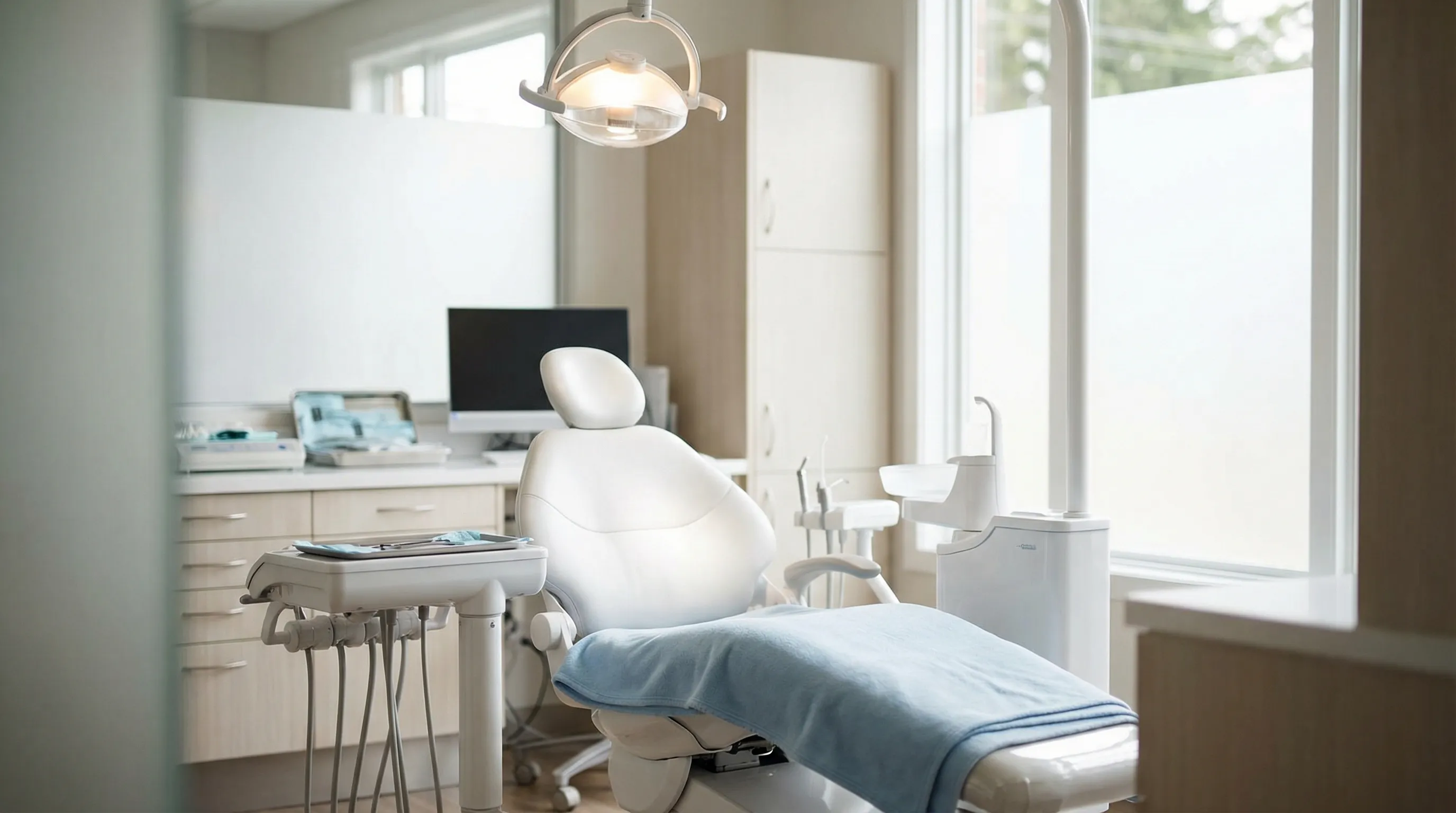 Friendly dentist consulting with a patient in a modern Fargo, ND dental office