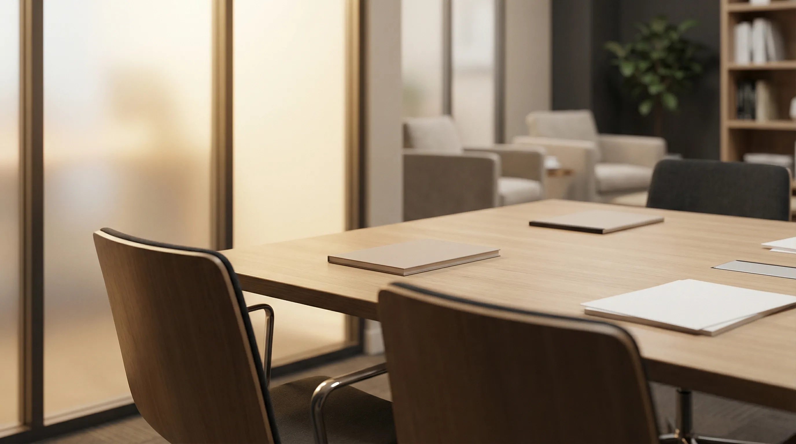 Legal consultation room inside a Fargo, ND law office with attorney and client seated at a conference table