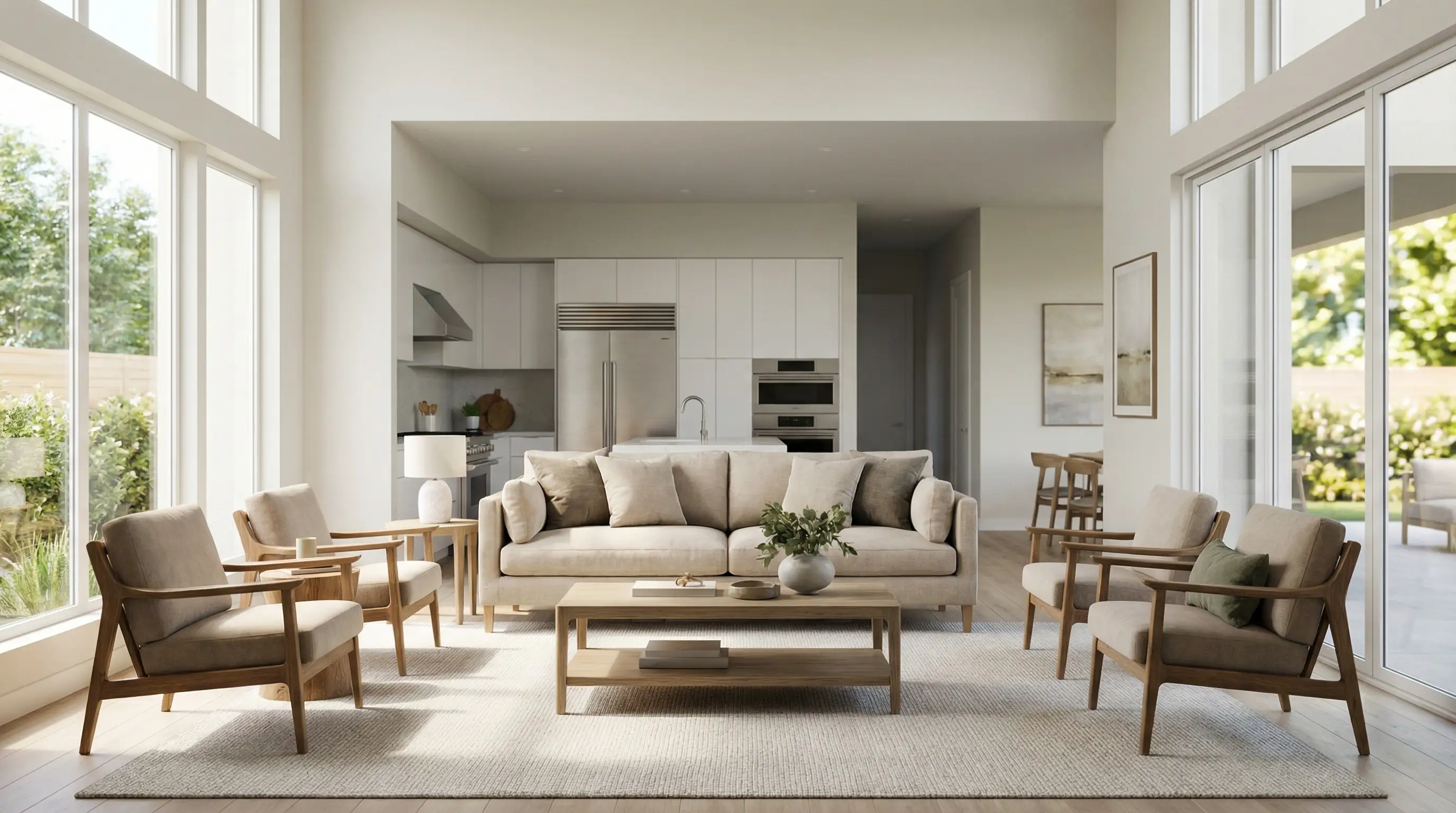 Luxury single-family home exterior in Santa Clara, CA, California Craftsman style with manicured lawn, wide driveway, and bright California sunlight