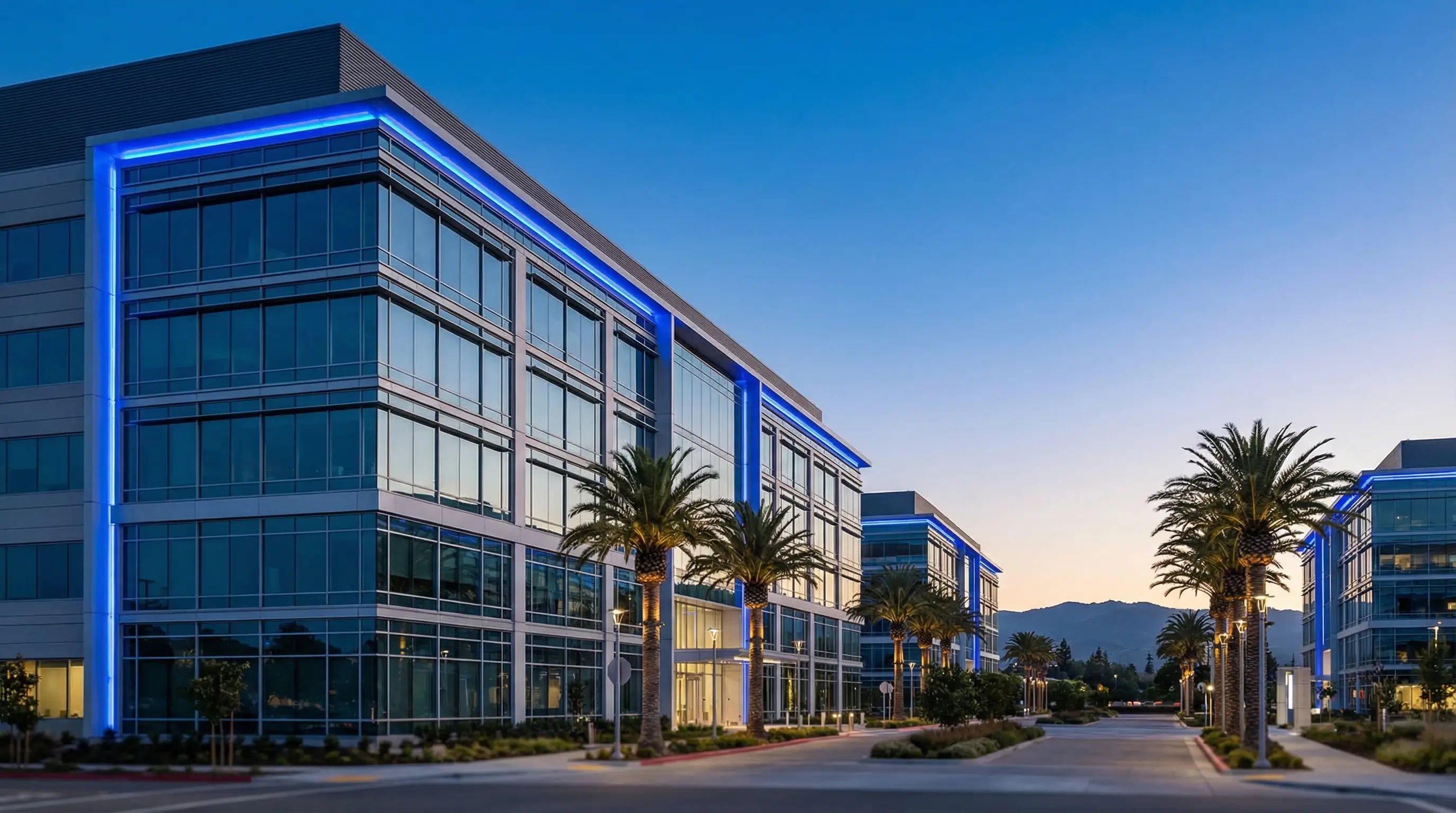 Professional financial advisor office interior in Santa Clara, CA, with advisor meeting clients at a modern desk