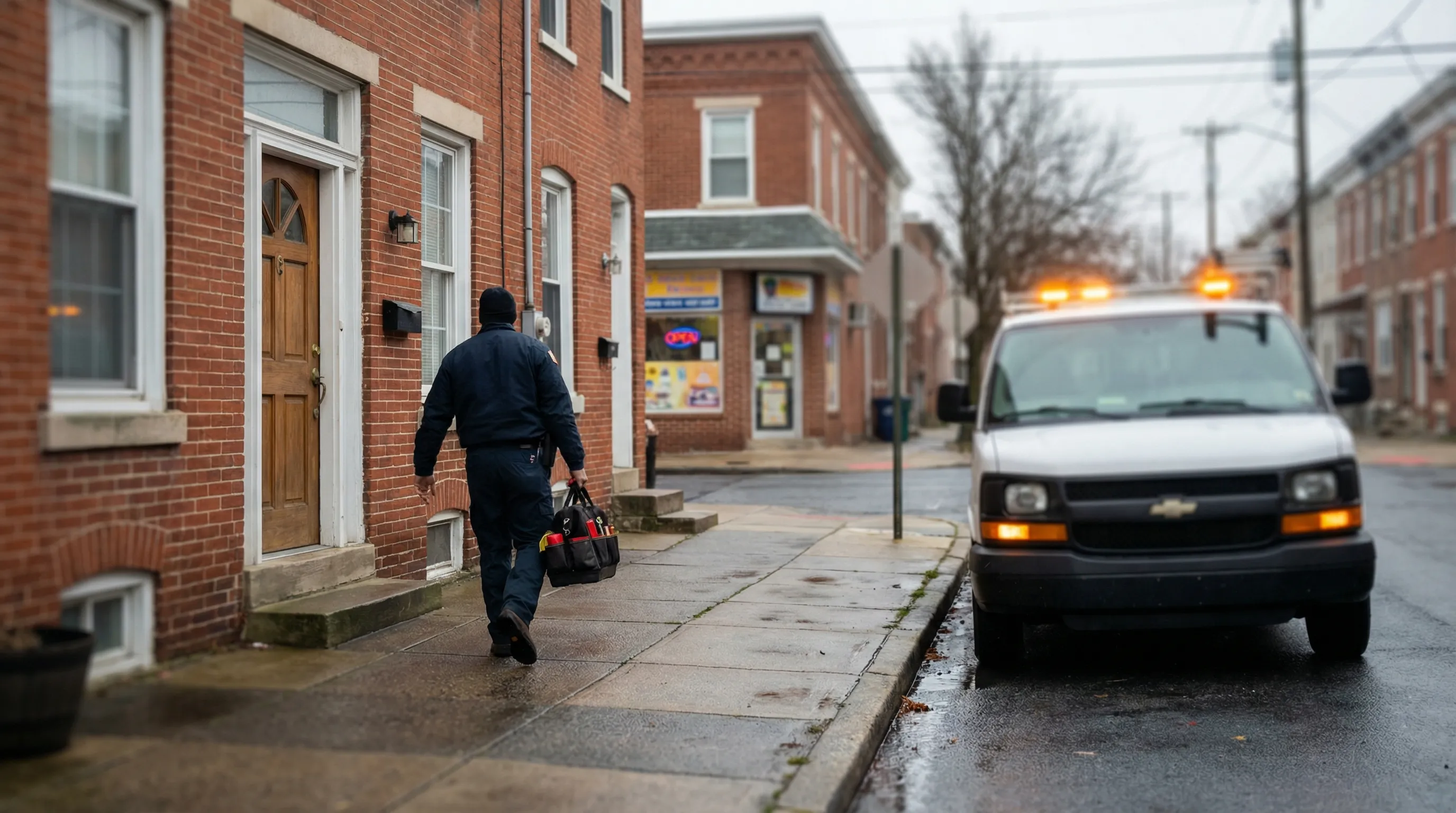 Plumber replacing corroded galvanized pipe in an Allentown, PA older-home basement utility room