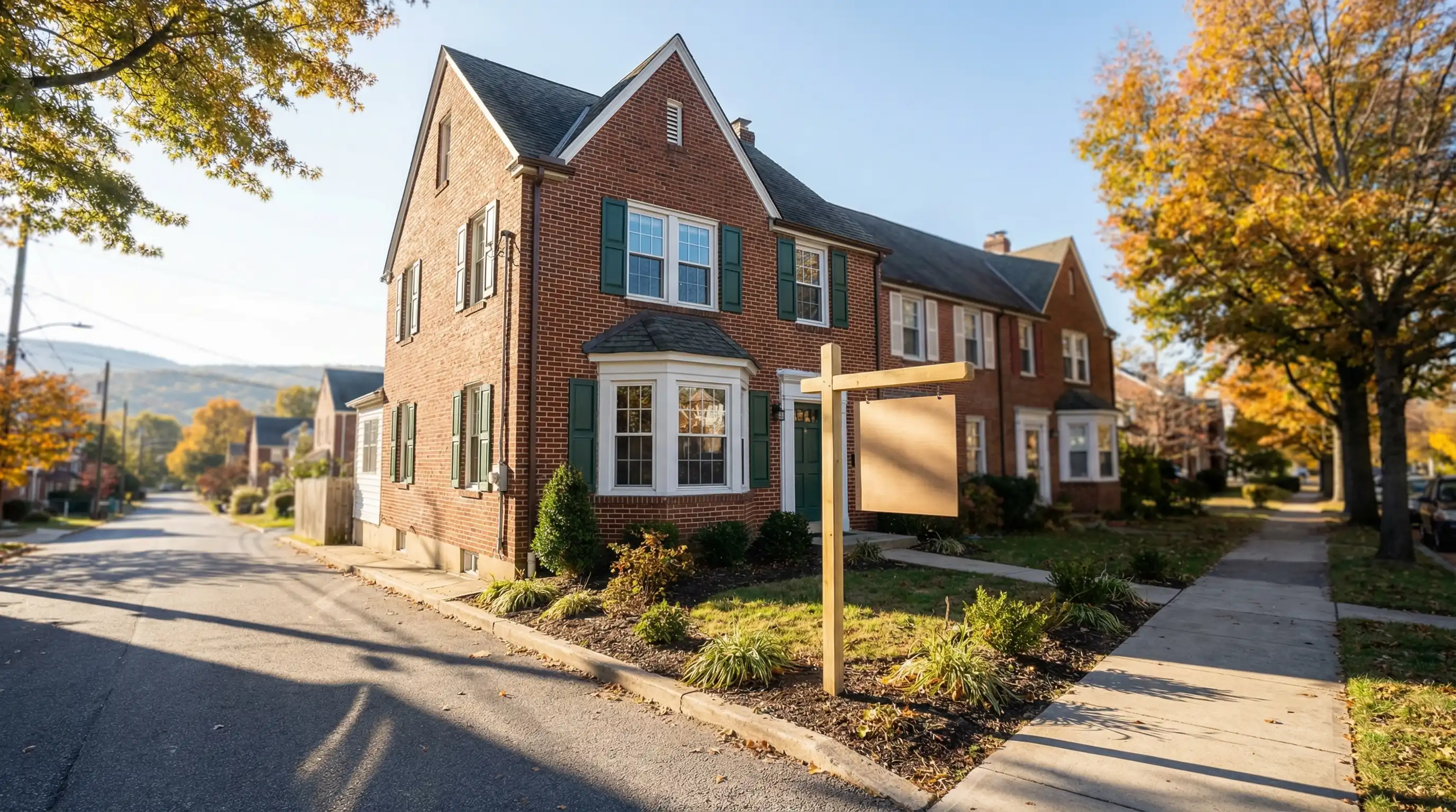 Real estate agent and couple reviewing property listings inside a renovated Allentown PA rowhouse with original hardwood floors