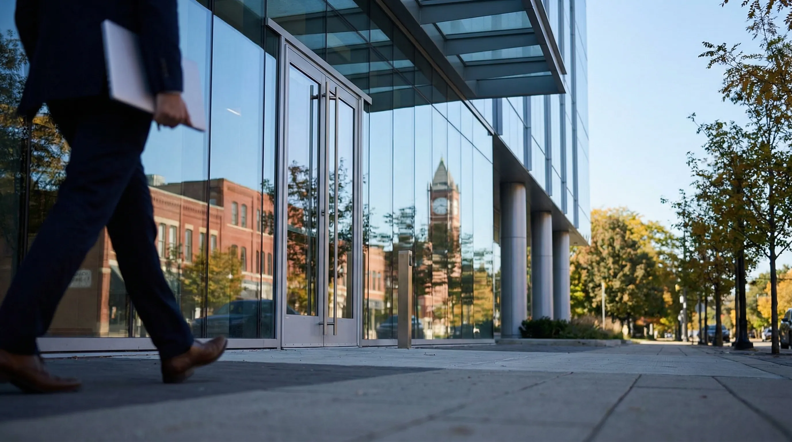 IT professional monitoring network security dashboards in a modern Ann Arbor managed services operations center