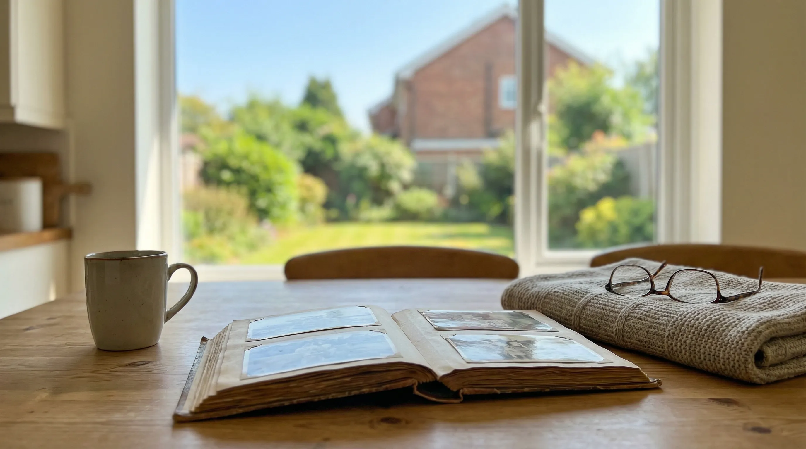 In-home senior caregiver assisting an elderly woman at a Rochester, MN residential home in warm afternoon light