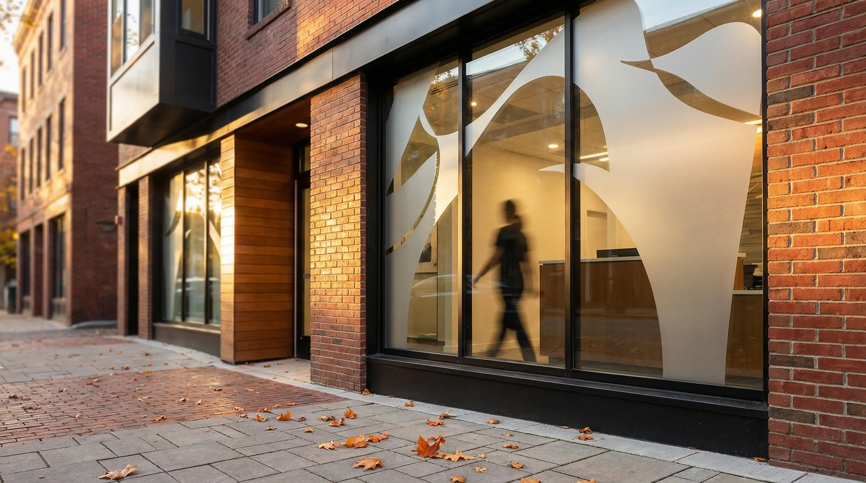 Professional dental practice interior in Cambridge, MA with modern treatment room and brick architecture