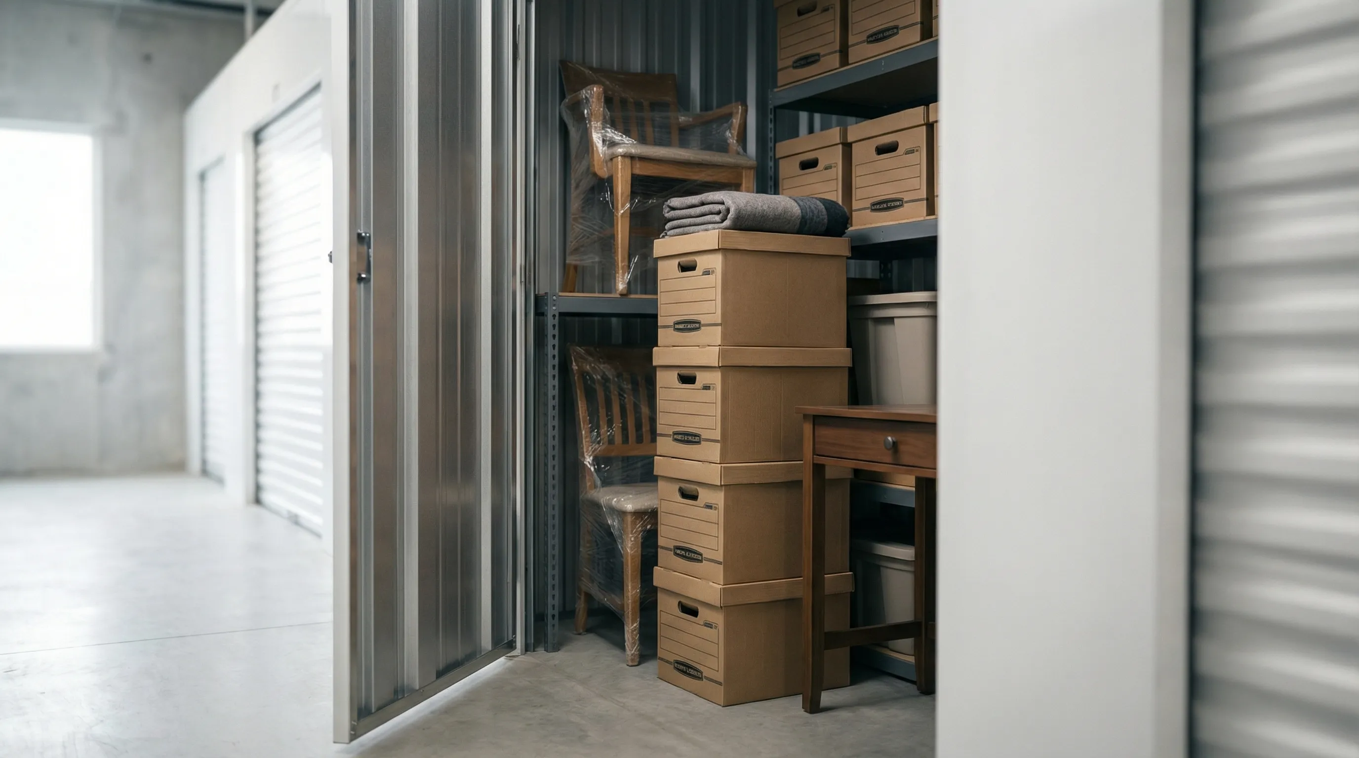 Professional moving crew loading furniture into a branded moving truck in a Provo, UT neighborhood