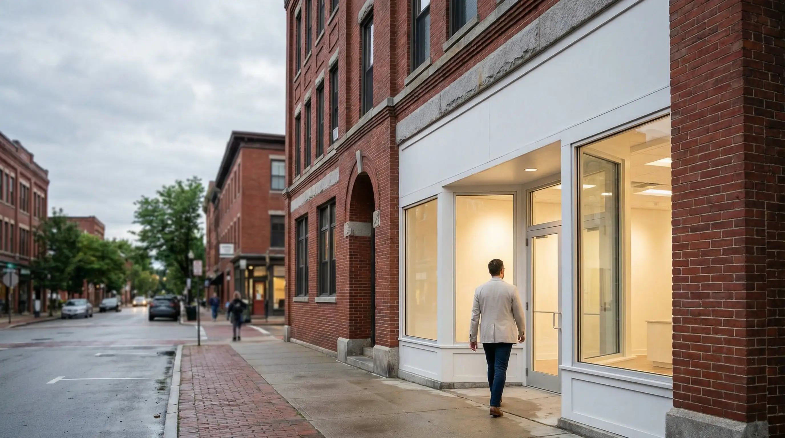 Modern dental exam room interior in a Manchester, NH independent dental practice with LED exam light and digital equipment