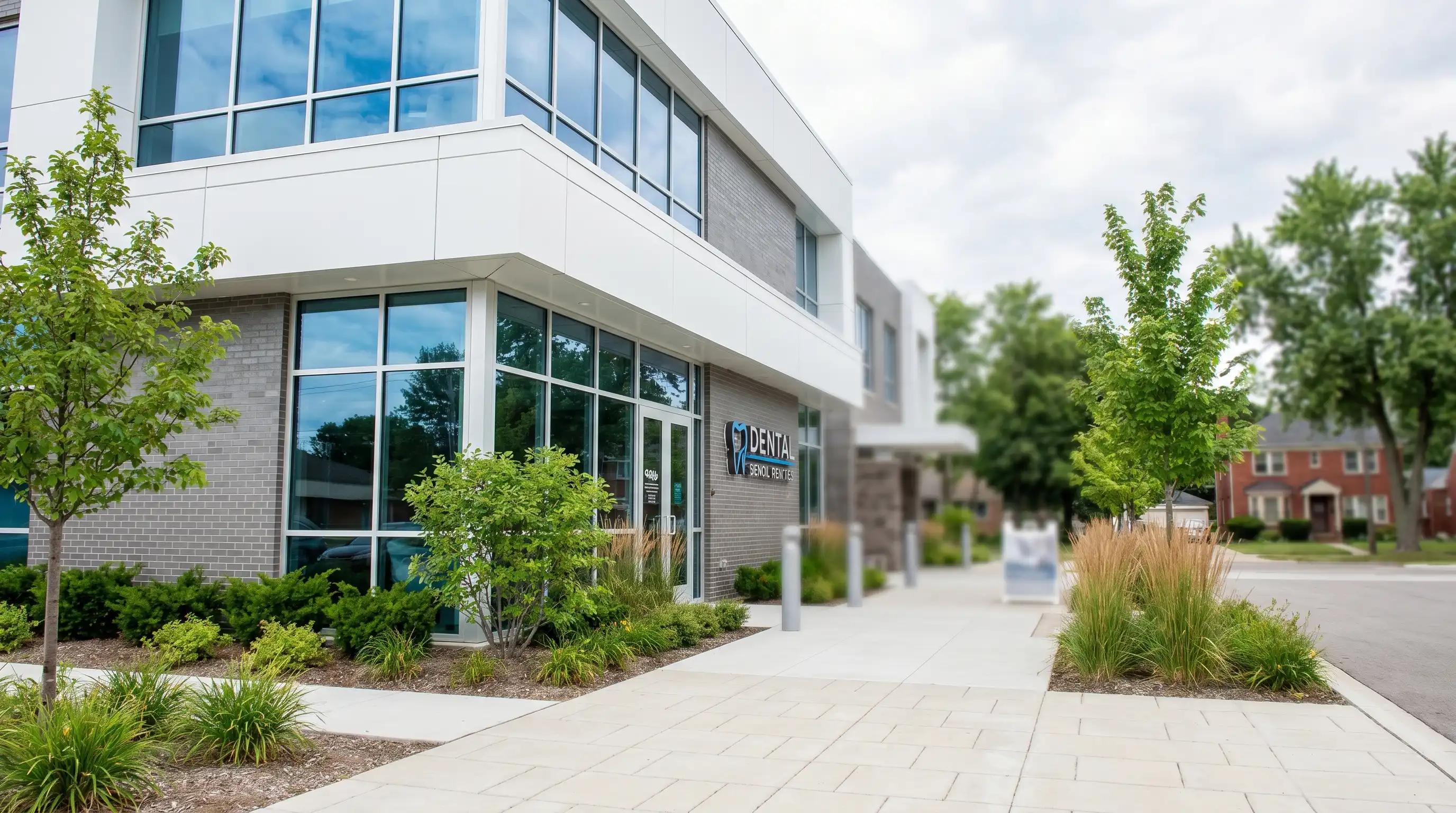 Professional dental office with dentist and patient in a modern treatment room in Lansing, MI