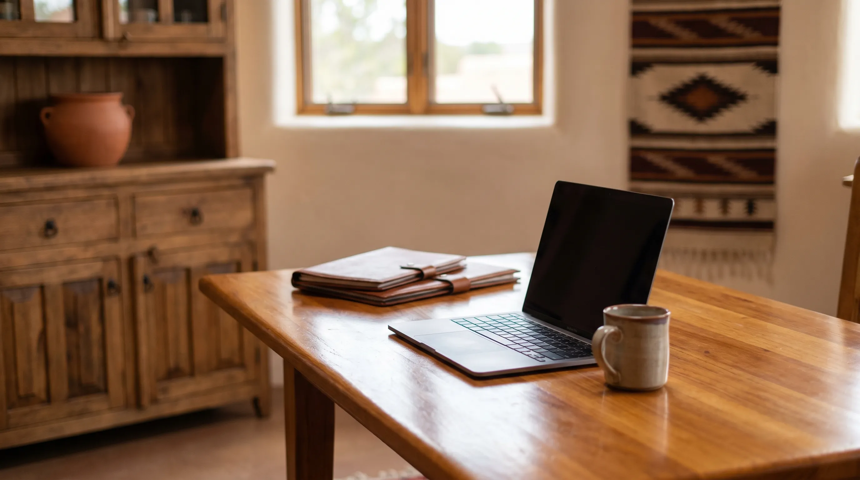 Real estate agent reviewing home listing documents with clients at a kitchen table inside a classic brick Pueblo, CO home